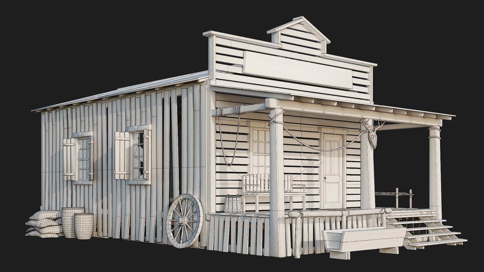 WILD WEST - 50 BUILDINGS 4K WESTERN PACK NEW Low-poly 3D model_81