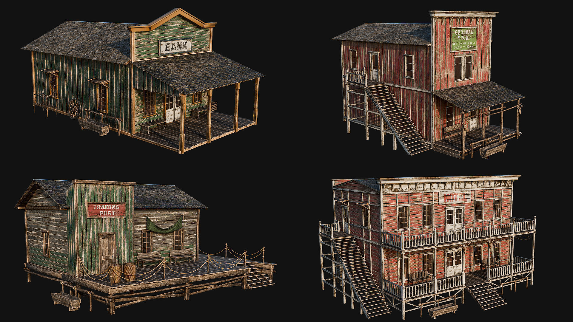 WILD WEST - 50 BUILDINGS 4K WESTERN PACK NEW Low-poly 3D model_18