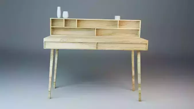 Light wood desk 3D model