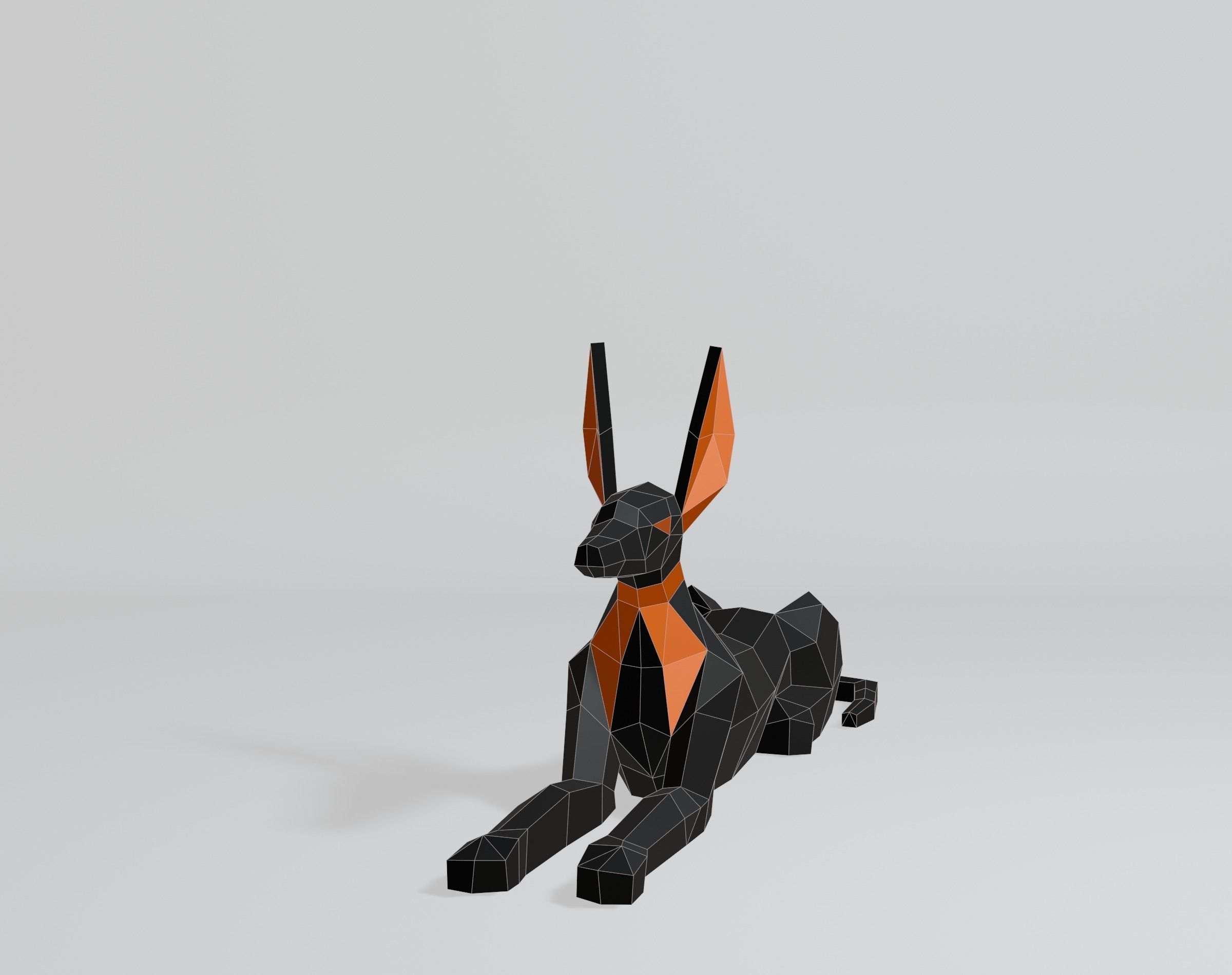 Polygonal Anubis Low-poly 3D model_11