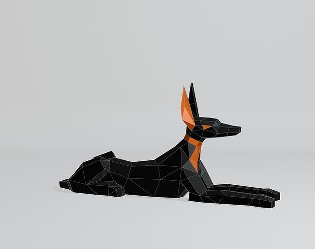 Polygonal Anubis Low-poly 3D model