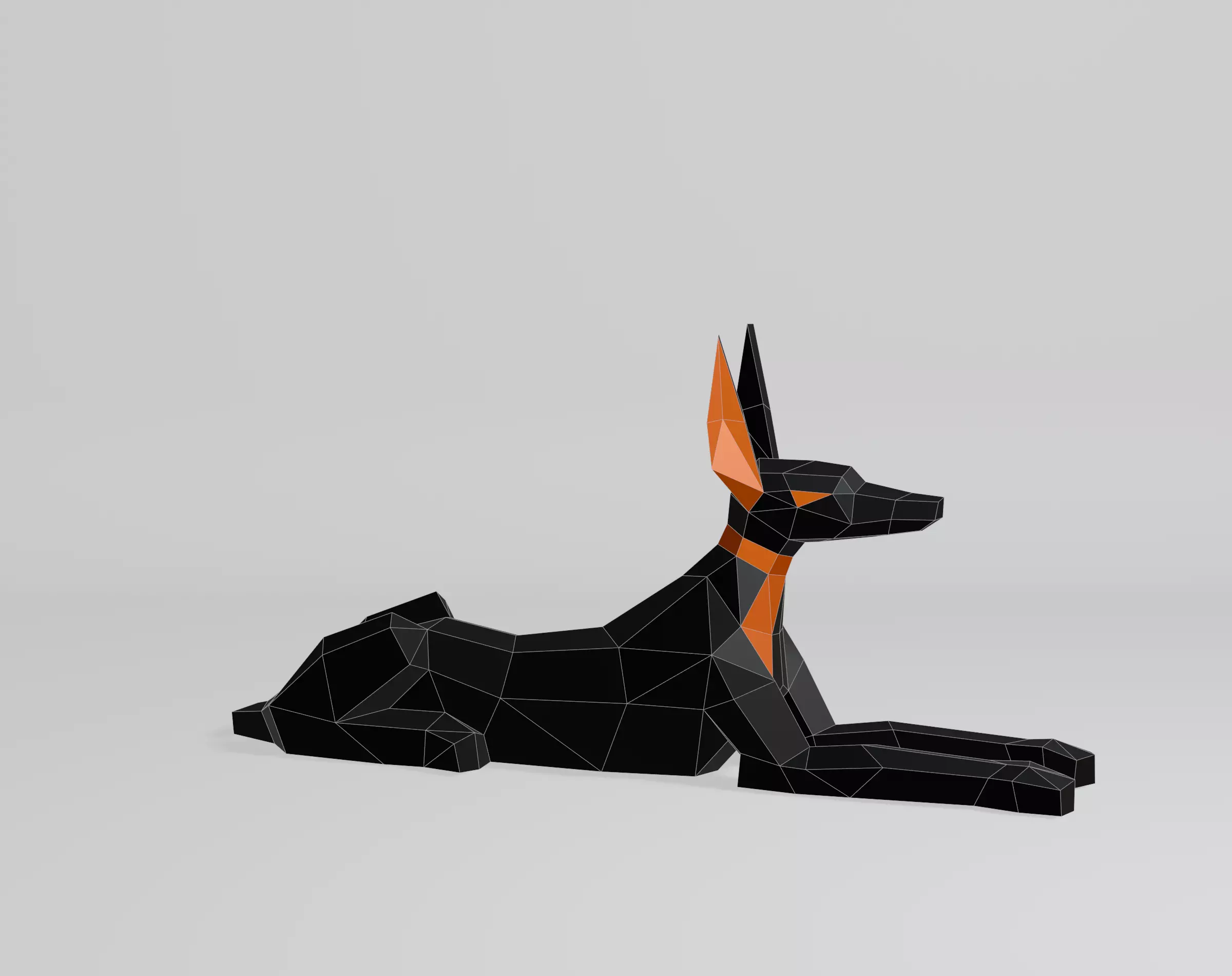 Polygonal Anubis Low-poly 3D model_0