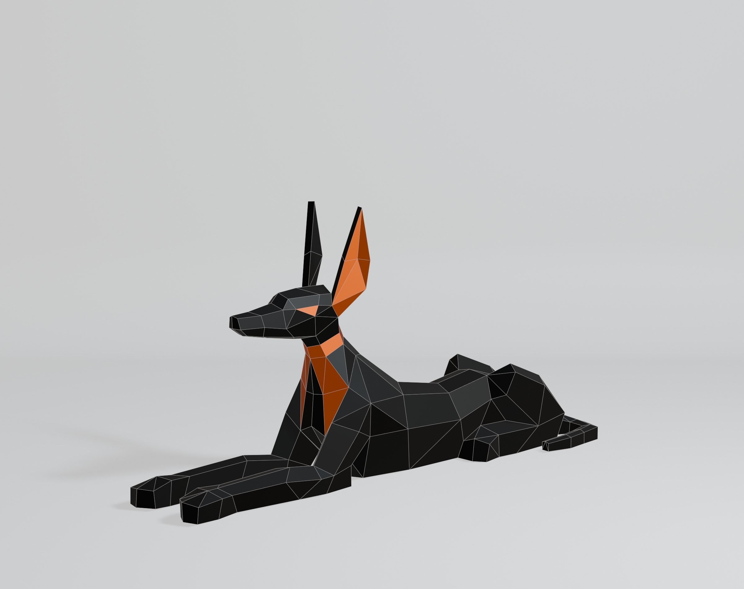 Polygonal Anubis Low-poly 3D model_10