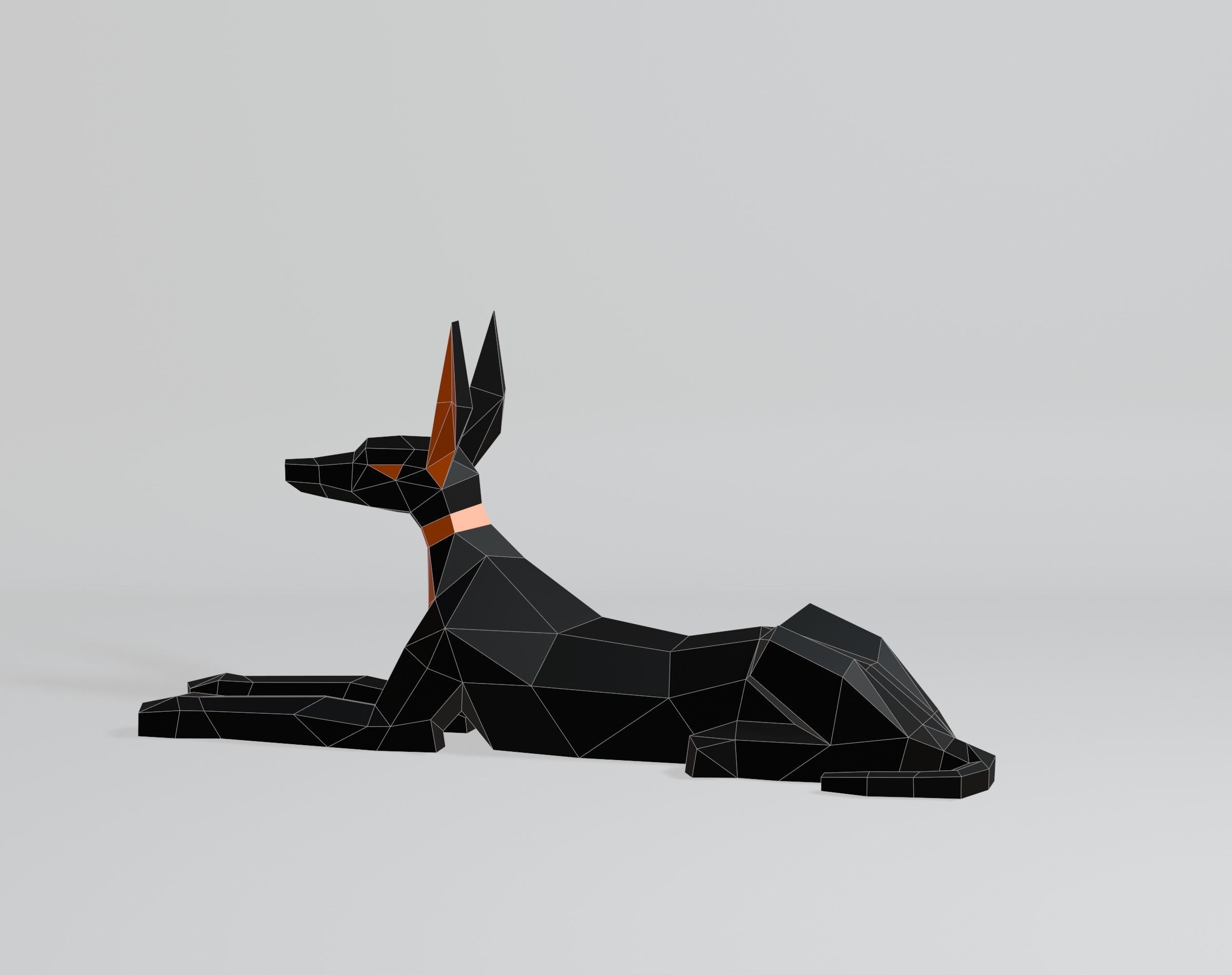 Polygonal Anubis Low-poly 3D model_6