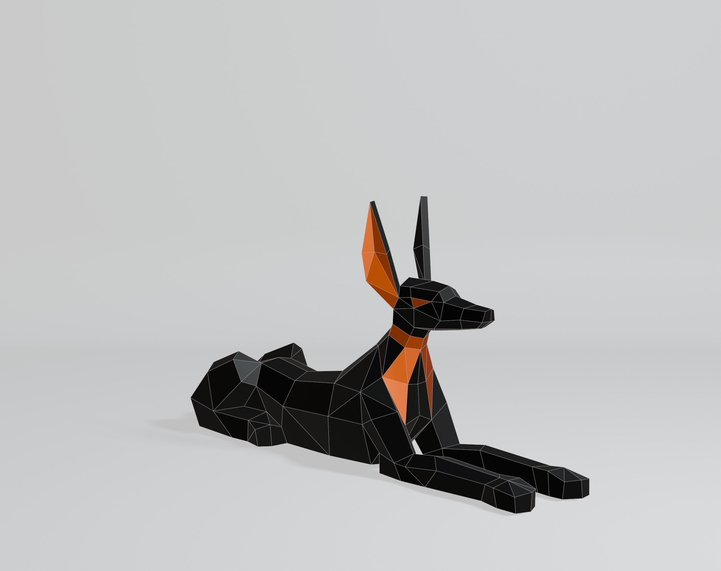 Polygonal Anubis Low-poly 3D model_8