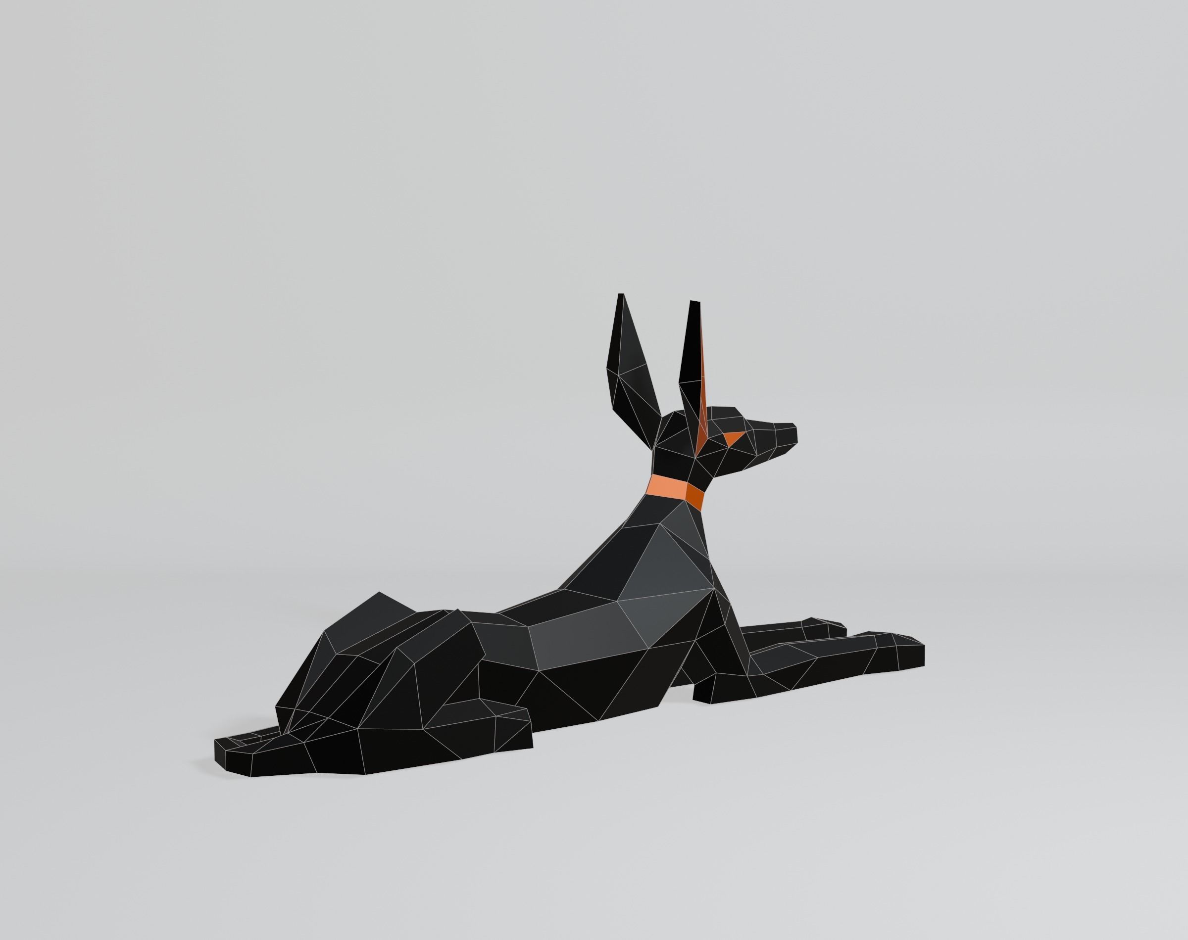 Polygonal Anubis Low-poly 3D model_2