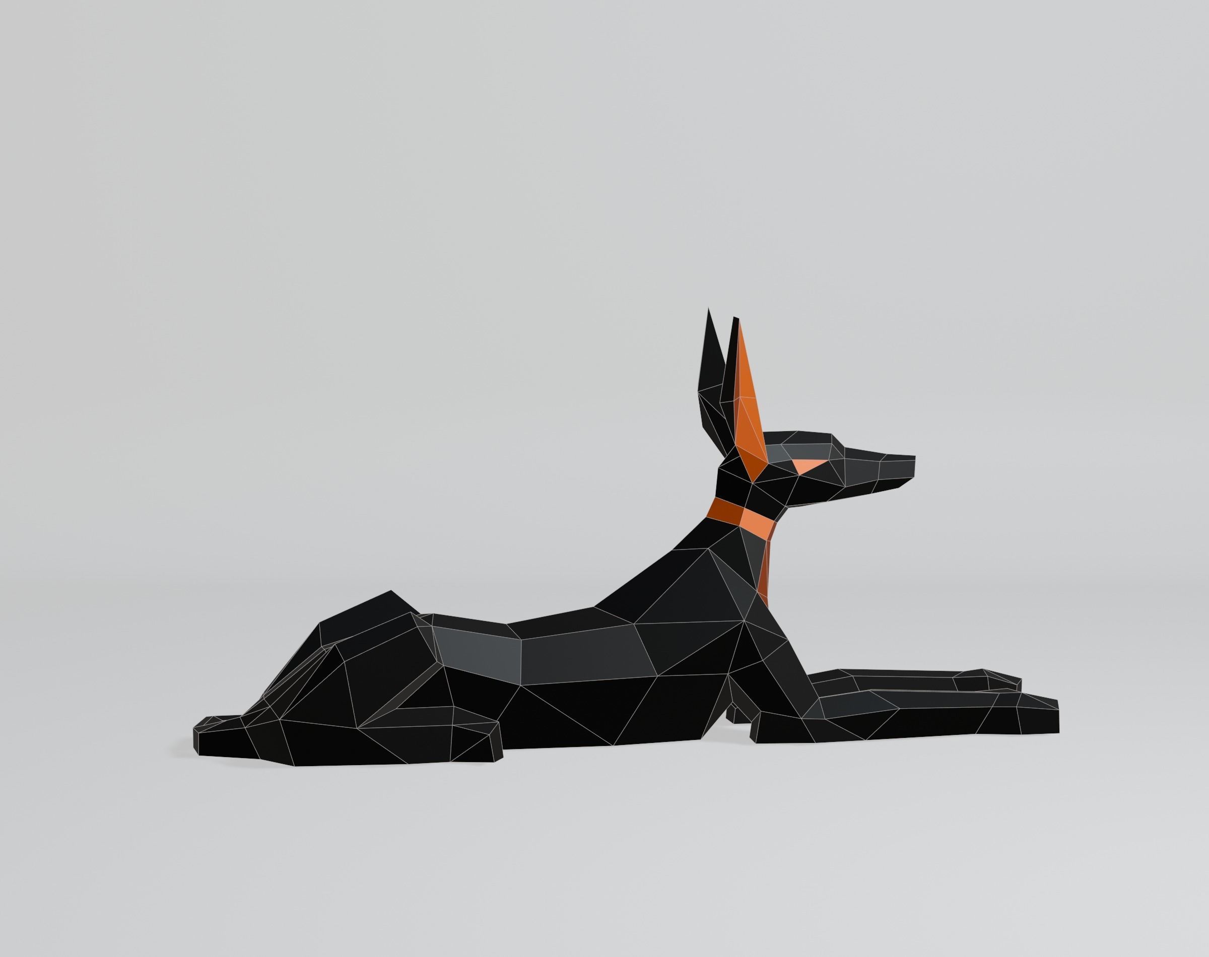 Polygonal Anubis Low-poly 3D model_3
