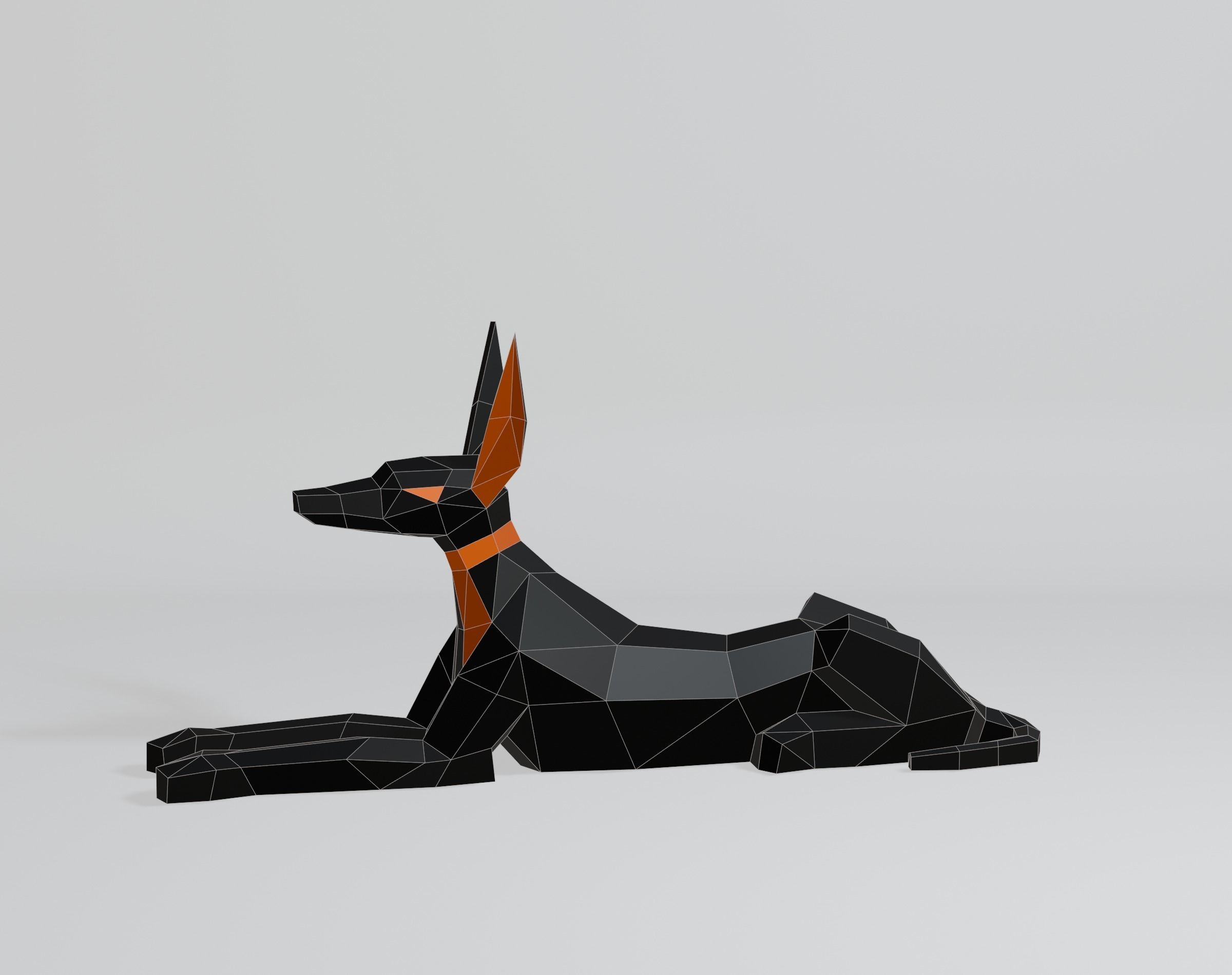Polygonal Anubis Low-poly 3D model_1