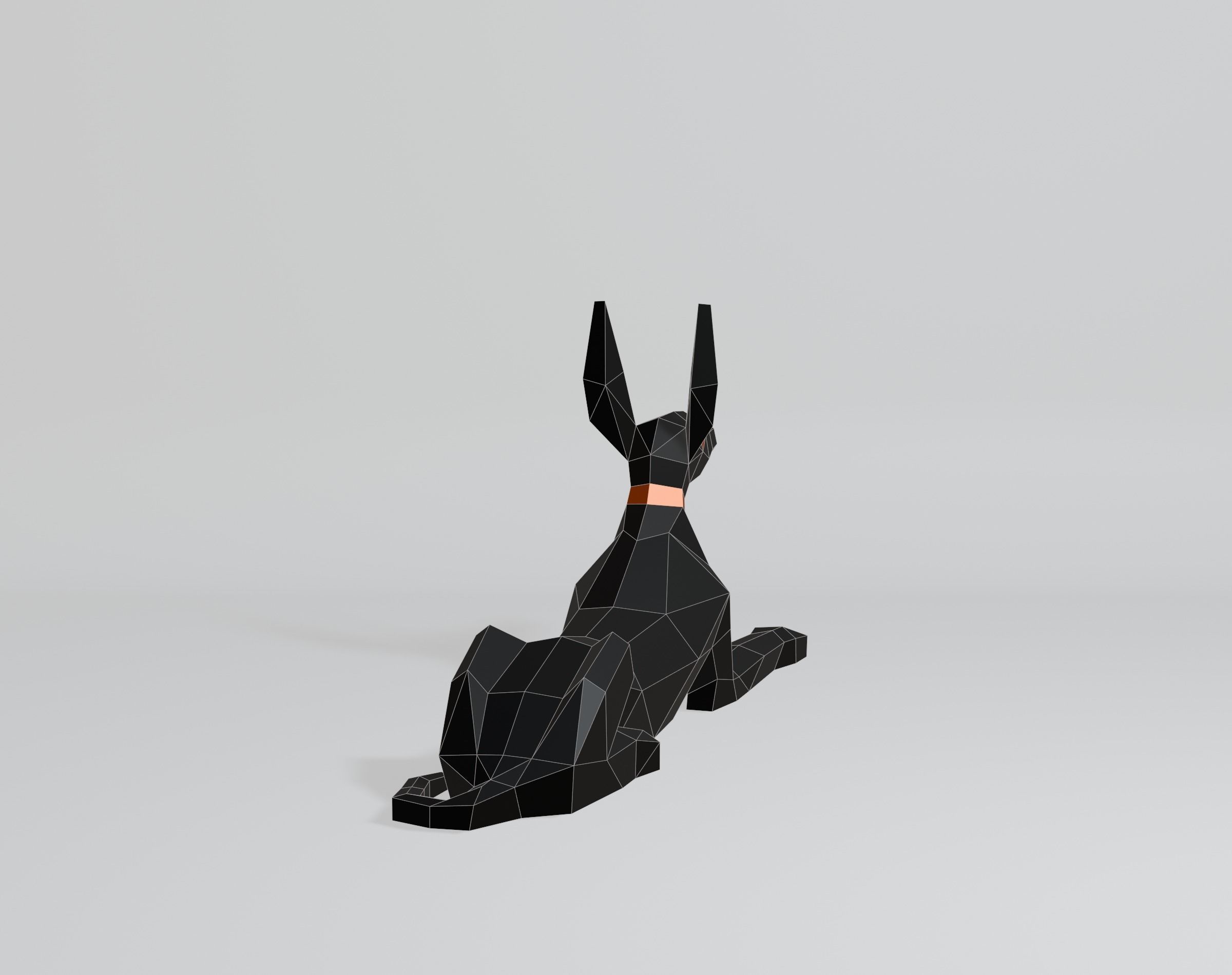 Polygonal Anubis Low-poly 3D model_4