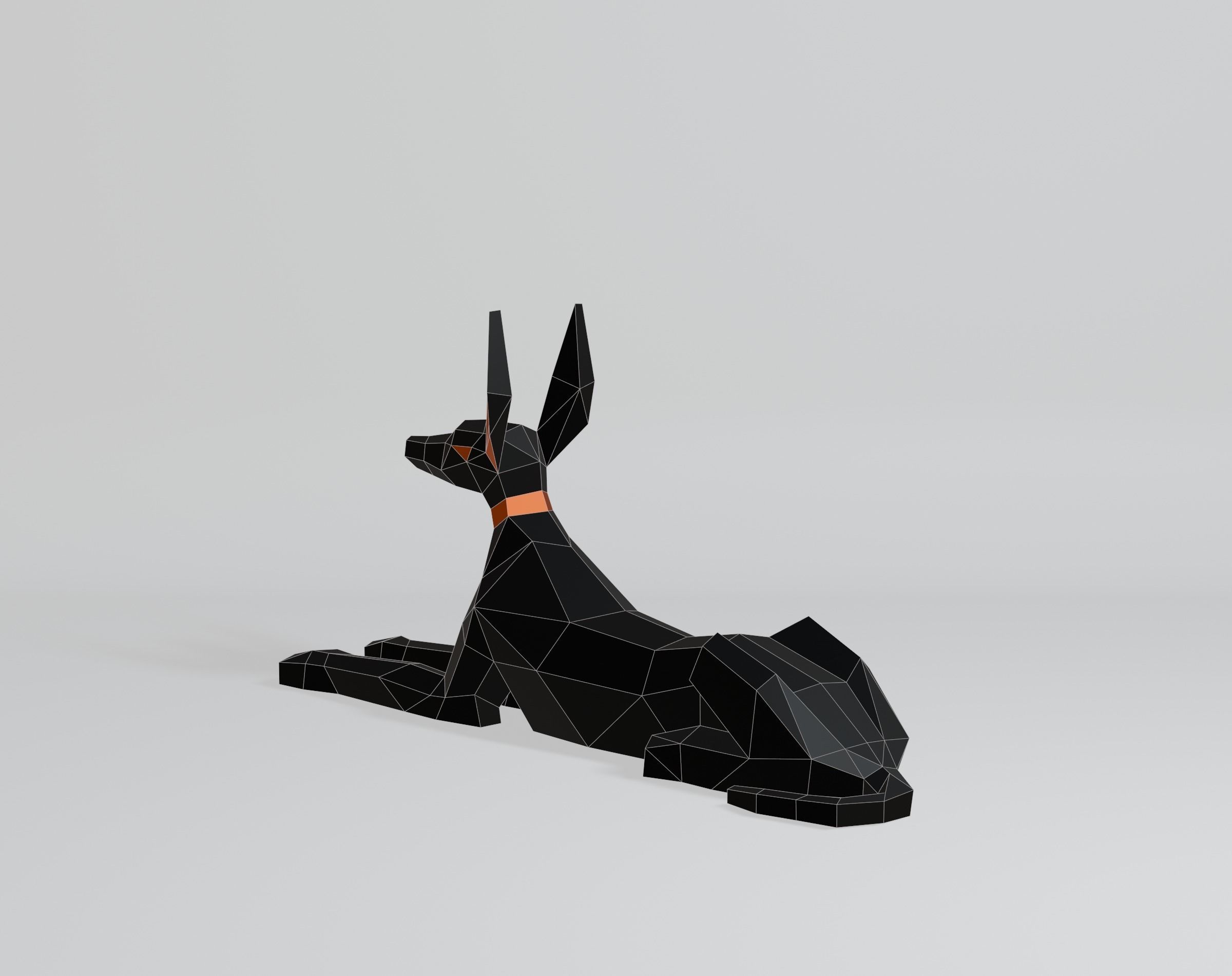 Polygonal Anubis Low-poly 3D model_5