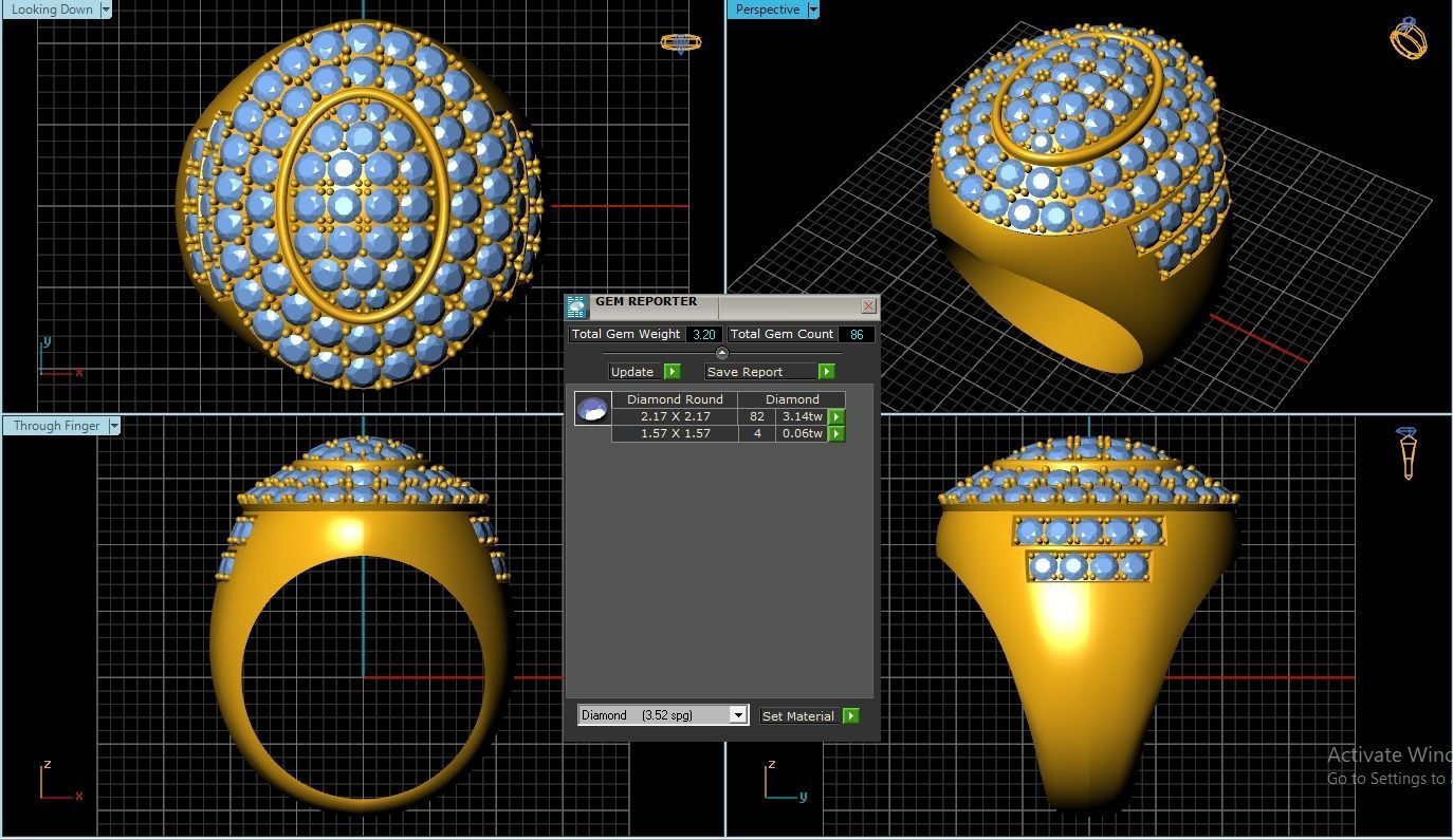 Man Diamond Ring 3D print model_1