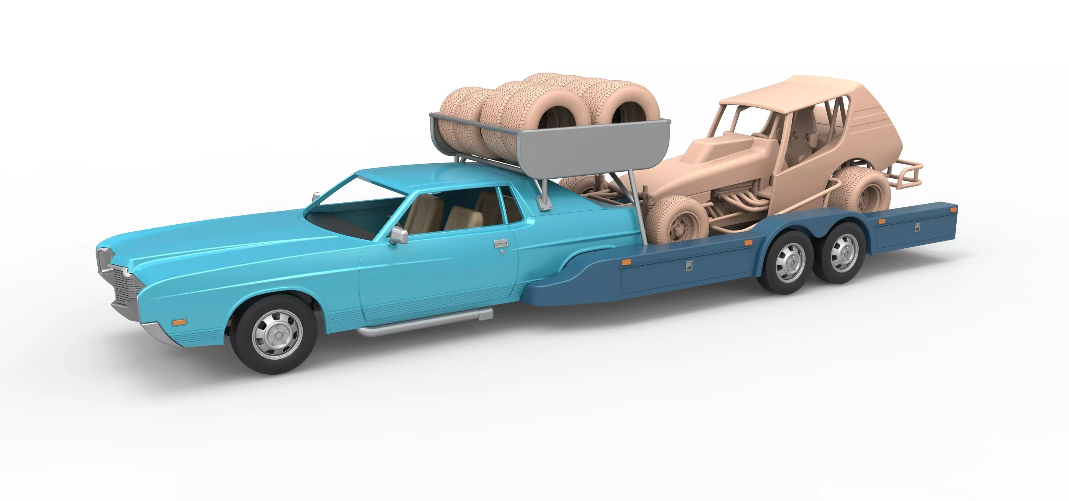 Vintage Transporter truck for Race car V4 Scale 1 to 25 3D print model_0