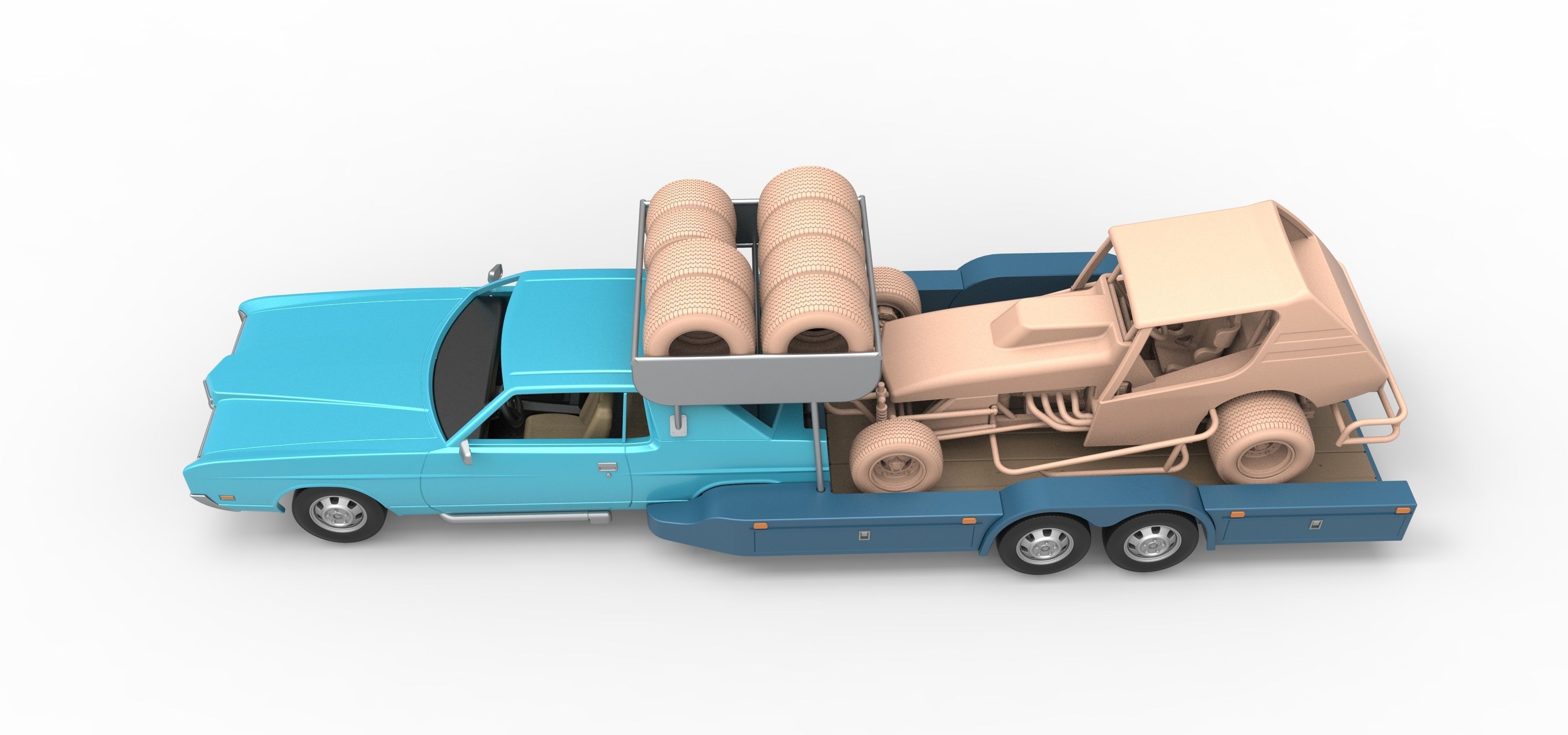 Vintage Transporter truck for Race car V4 Scale 1 to 25 3D print model_5