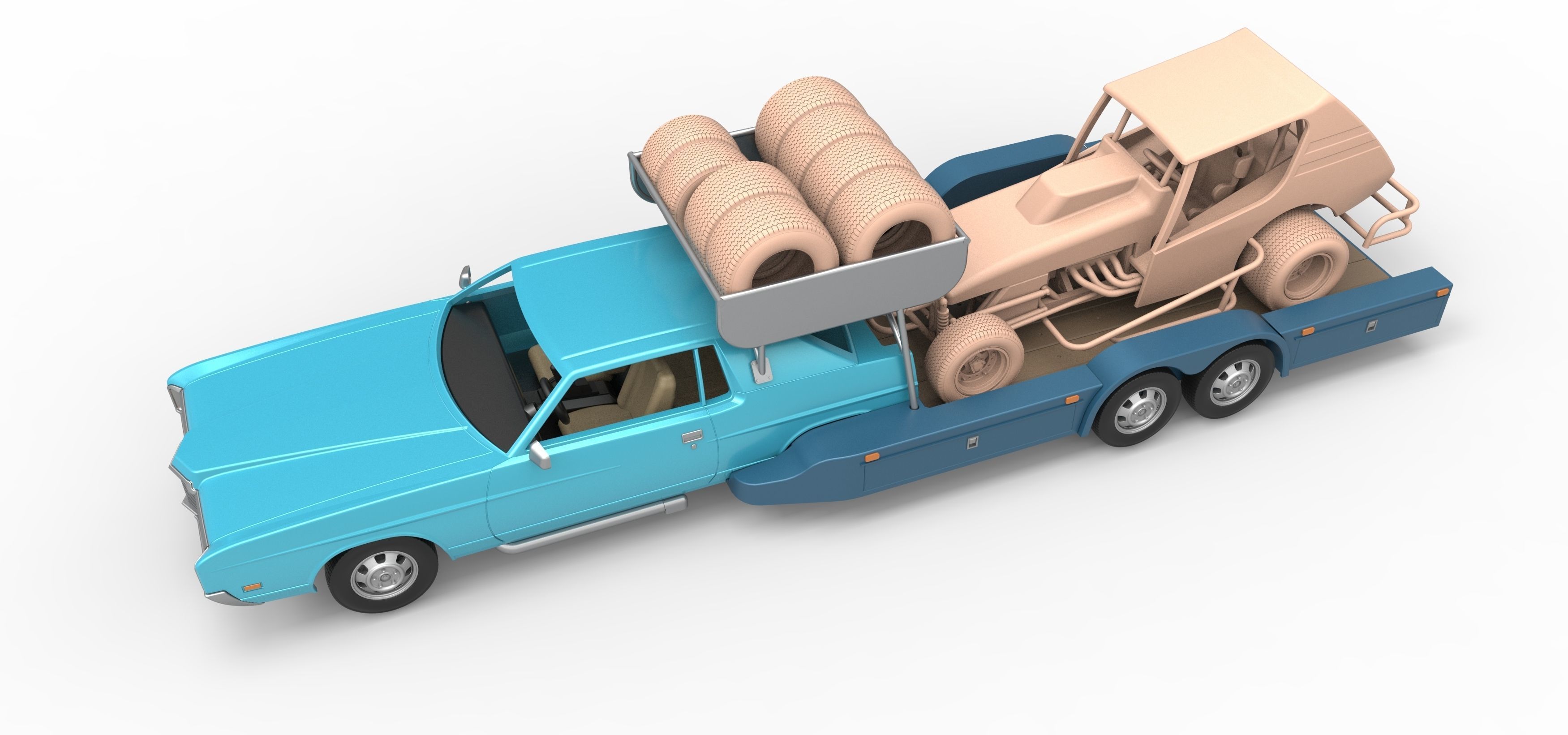 Vintage Transporter truck for Race car V4 Scale 1 to 25 3D print model_2