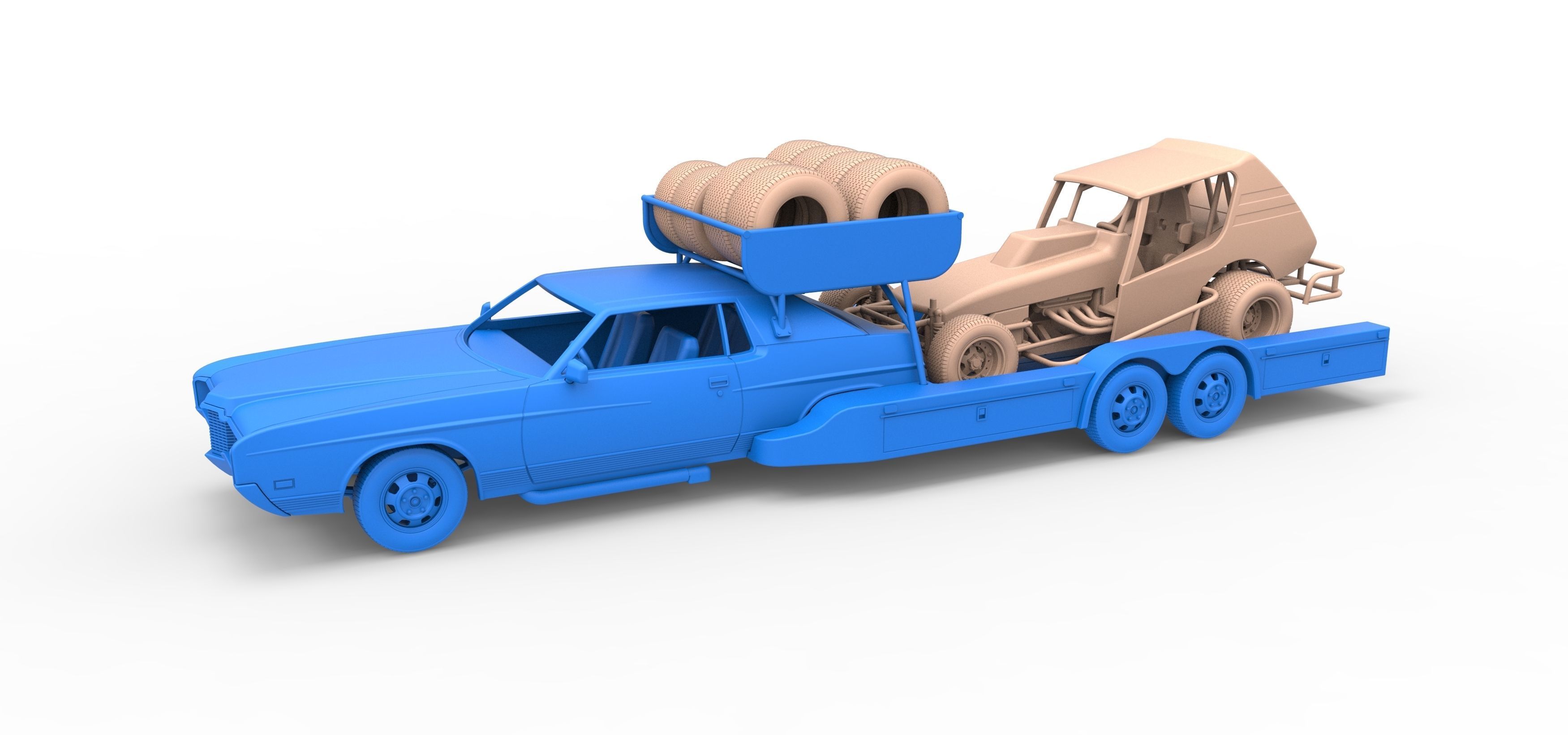 Vintage Transporter truck for Race car V4 Scale 1 to 25 3D print model_25