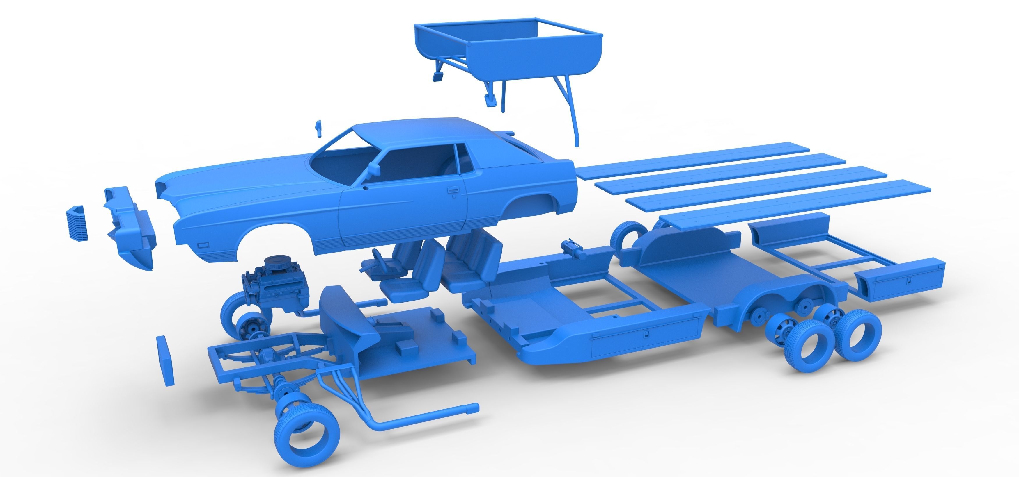 Vintage Transporter truck for Race car V4 Scale 1 to 25 3D print model_49