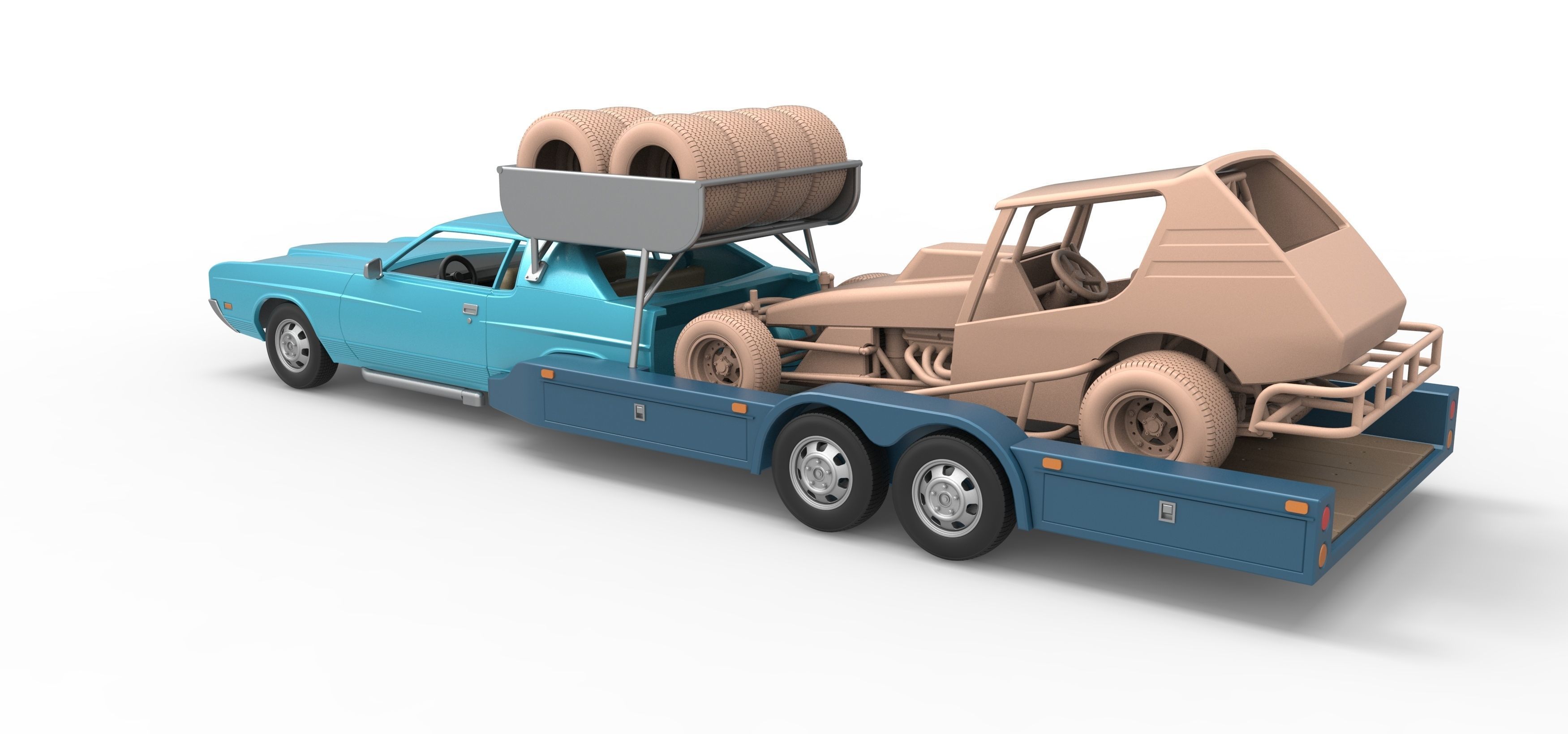 Vintage Transporter truck for Race car V4 Scale 1 to 25 3D print model_6