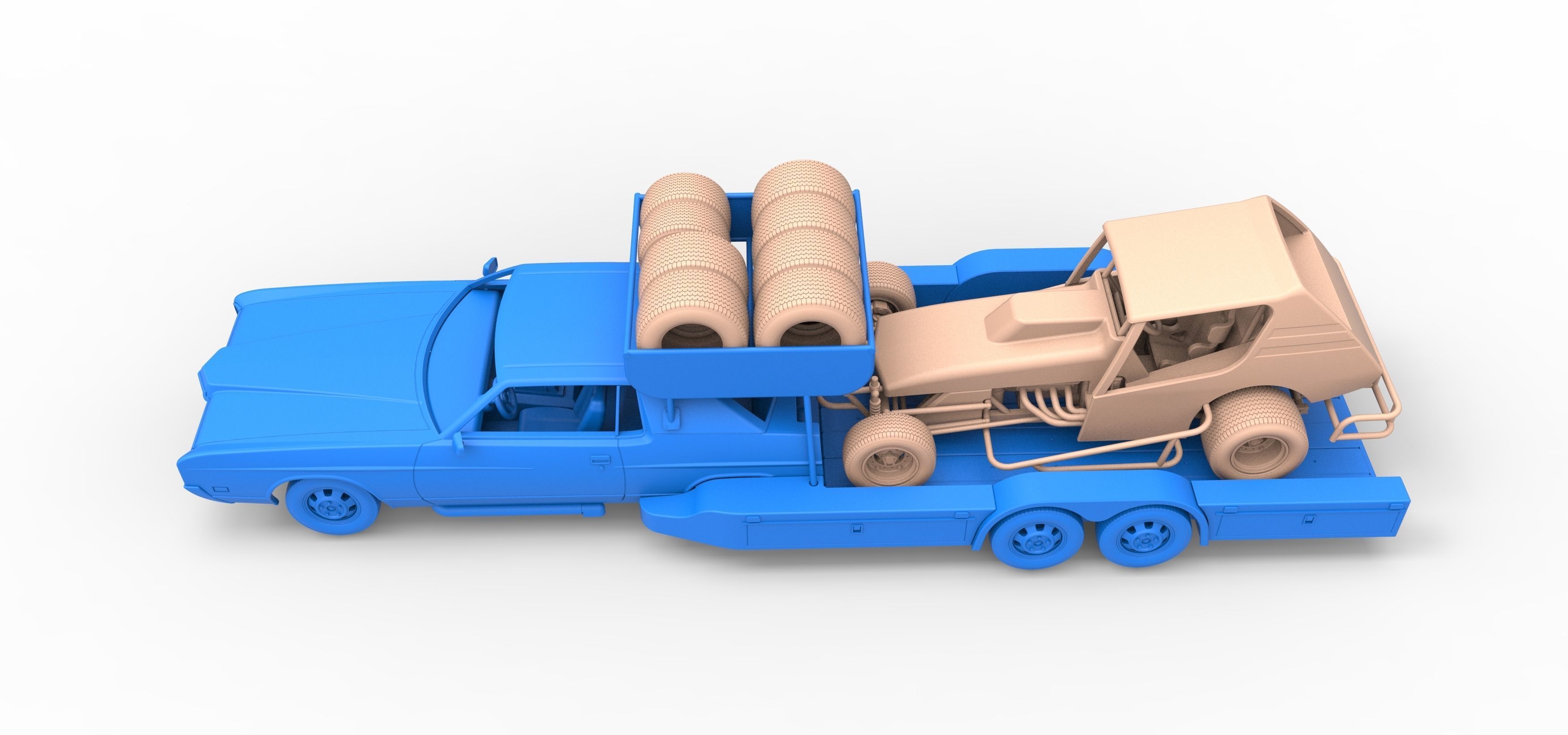 Vintage Transporter truck for Race car V4 Scale 1 to 25 3D print model_29