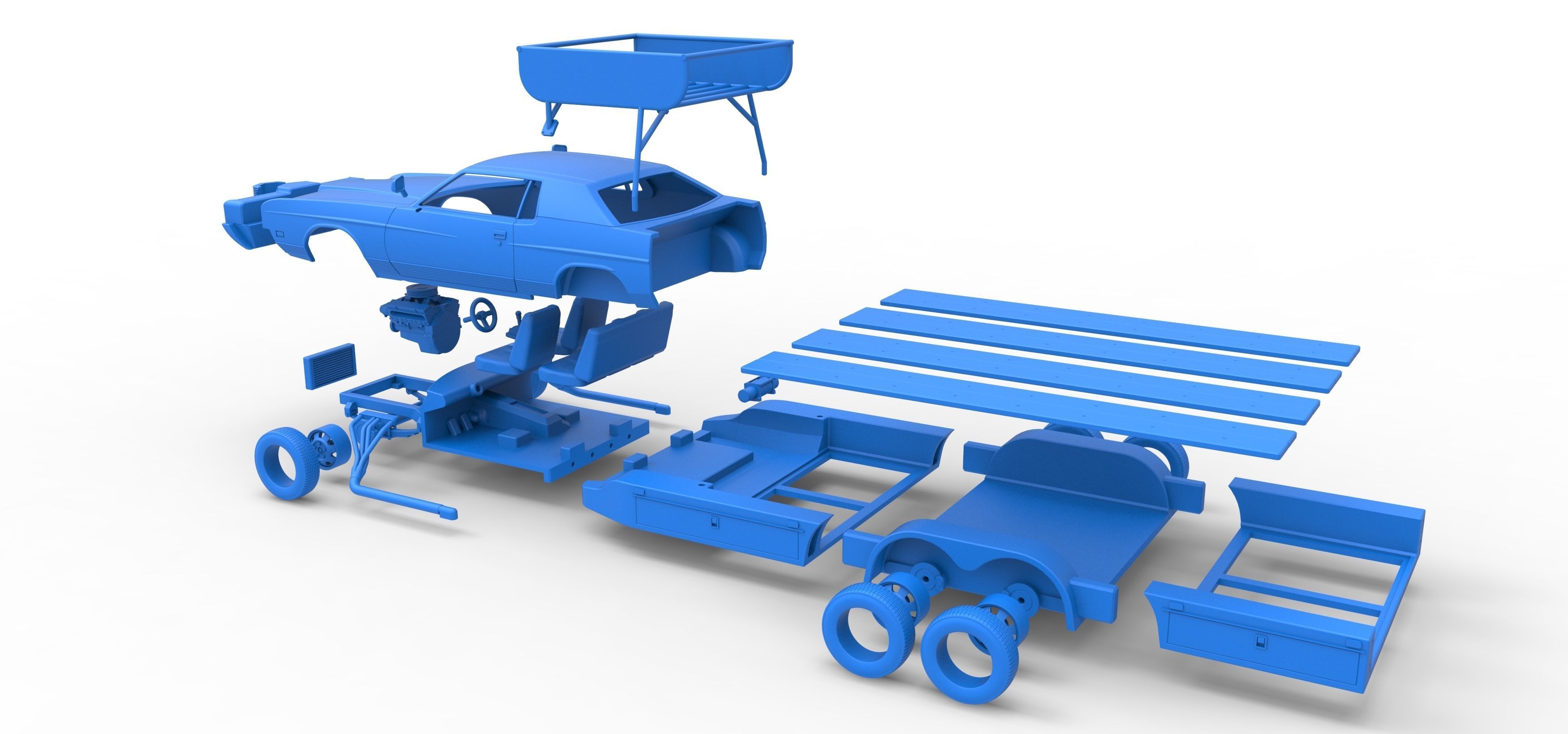 Vintage Transporter truck for Race car V4 Scale 1 to 25 3D print model_55