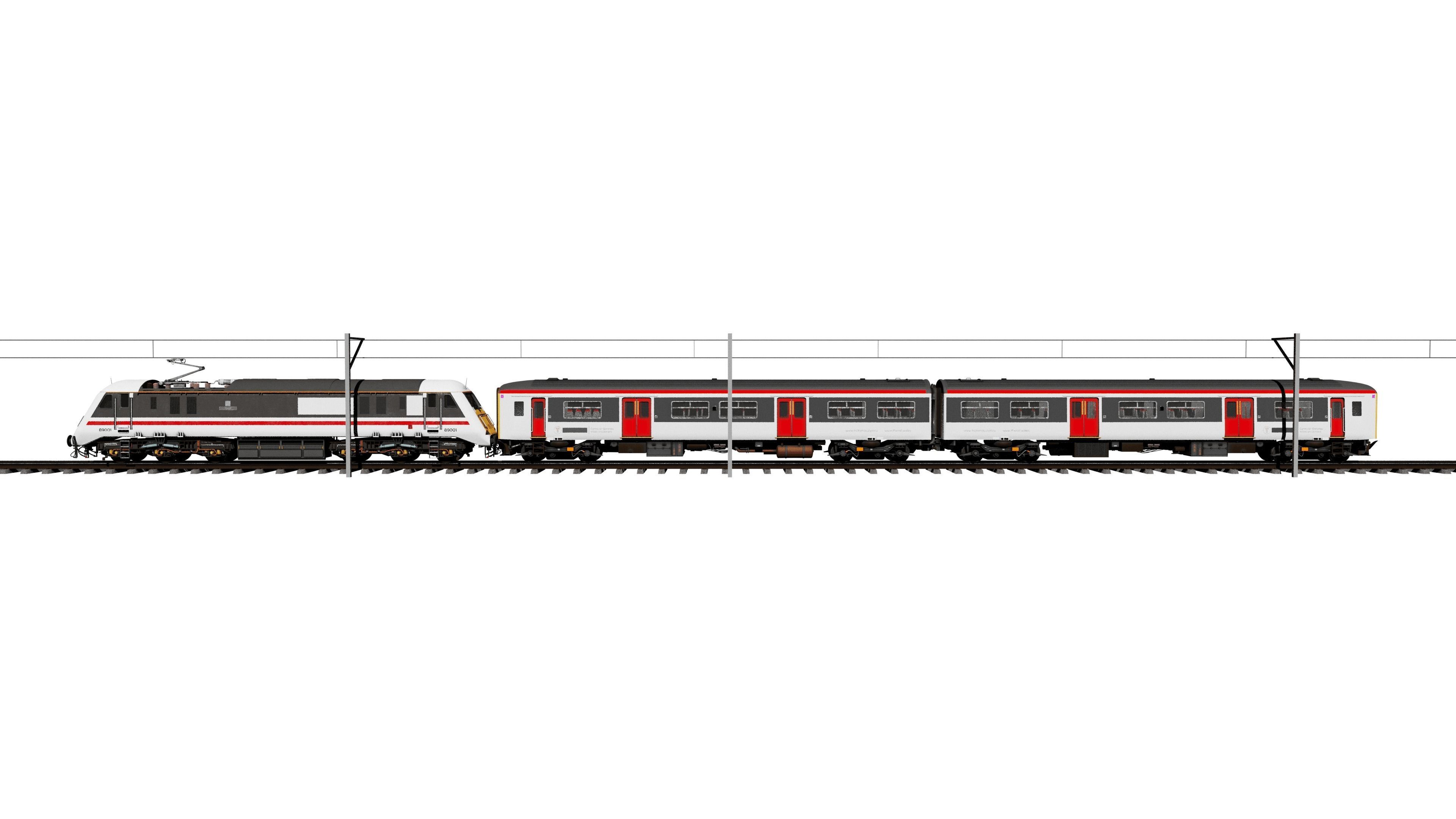 Electric Train Animated 3D Model Low-poly 3D model_3