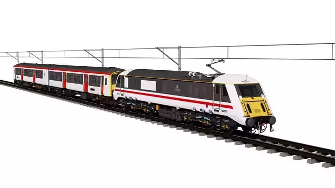 Electric Train Animated 3D Model Low-poly 3D model