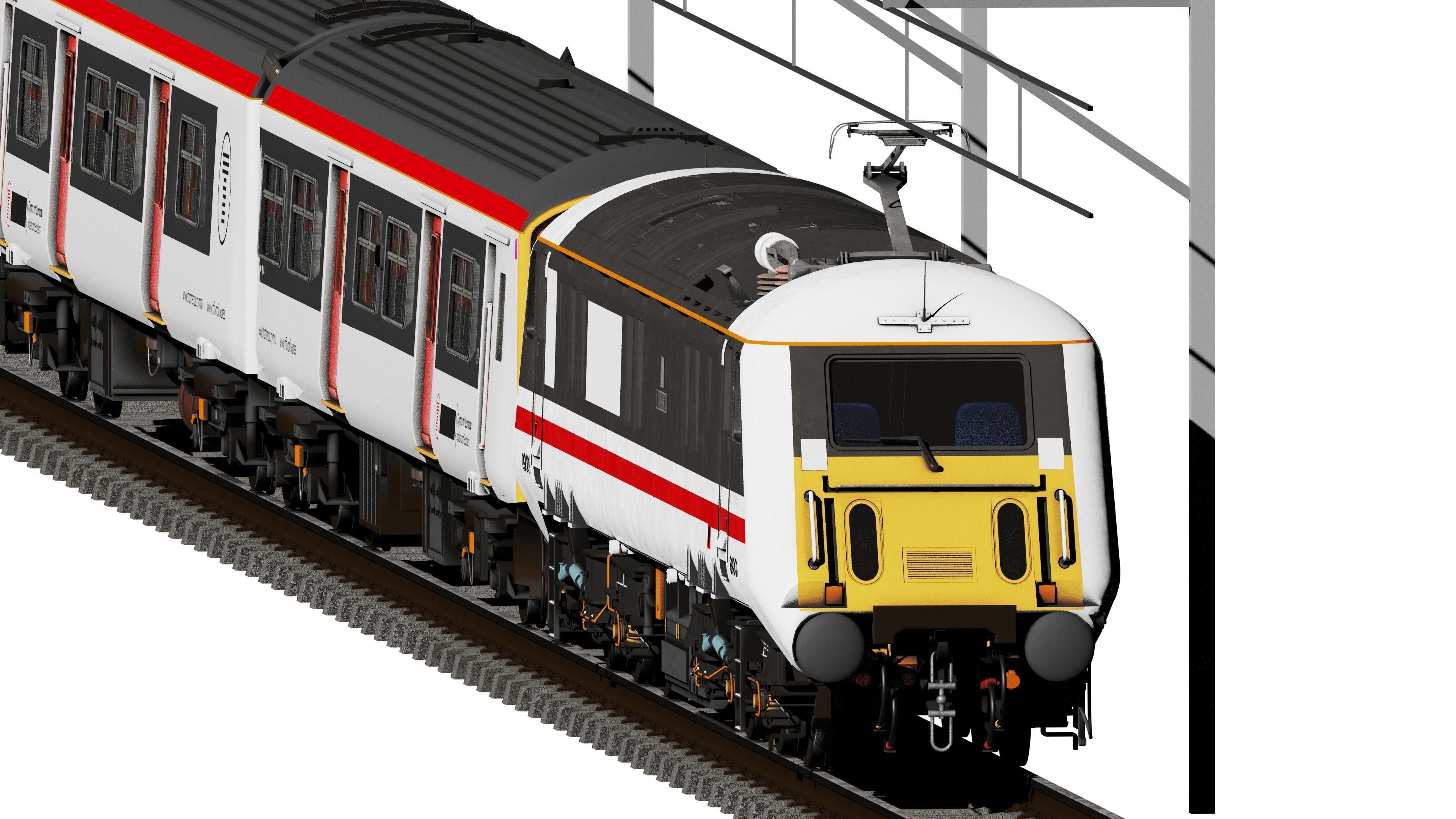 Electric Train Animated 3D Model Low-poly 3D model_5