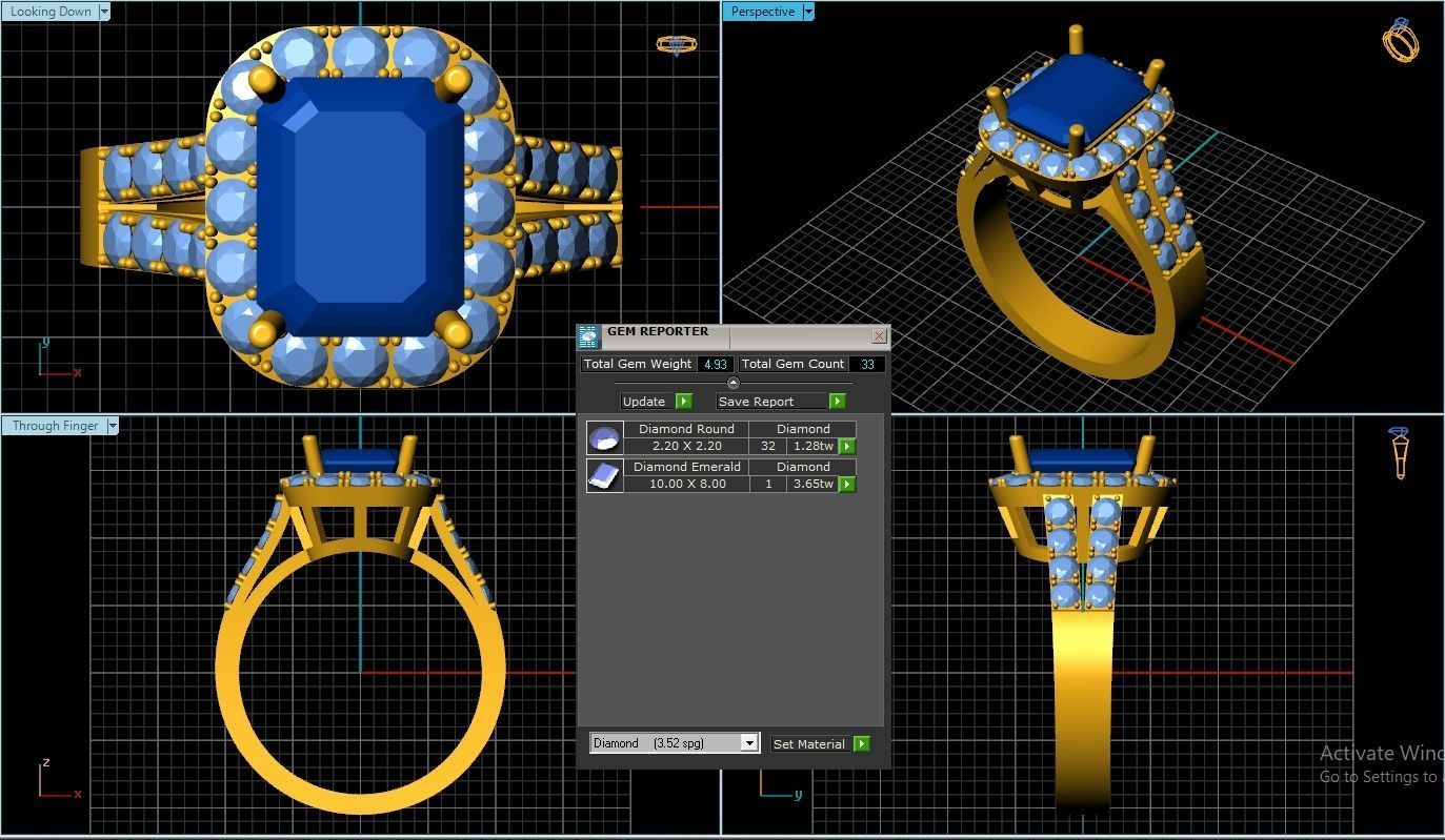 Emerald Ring 3D print model_1