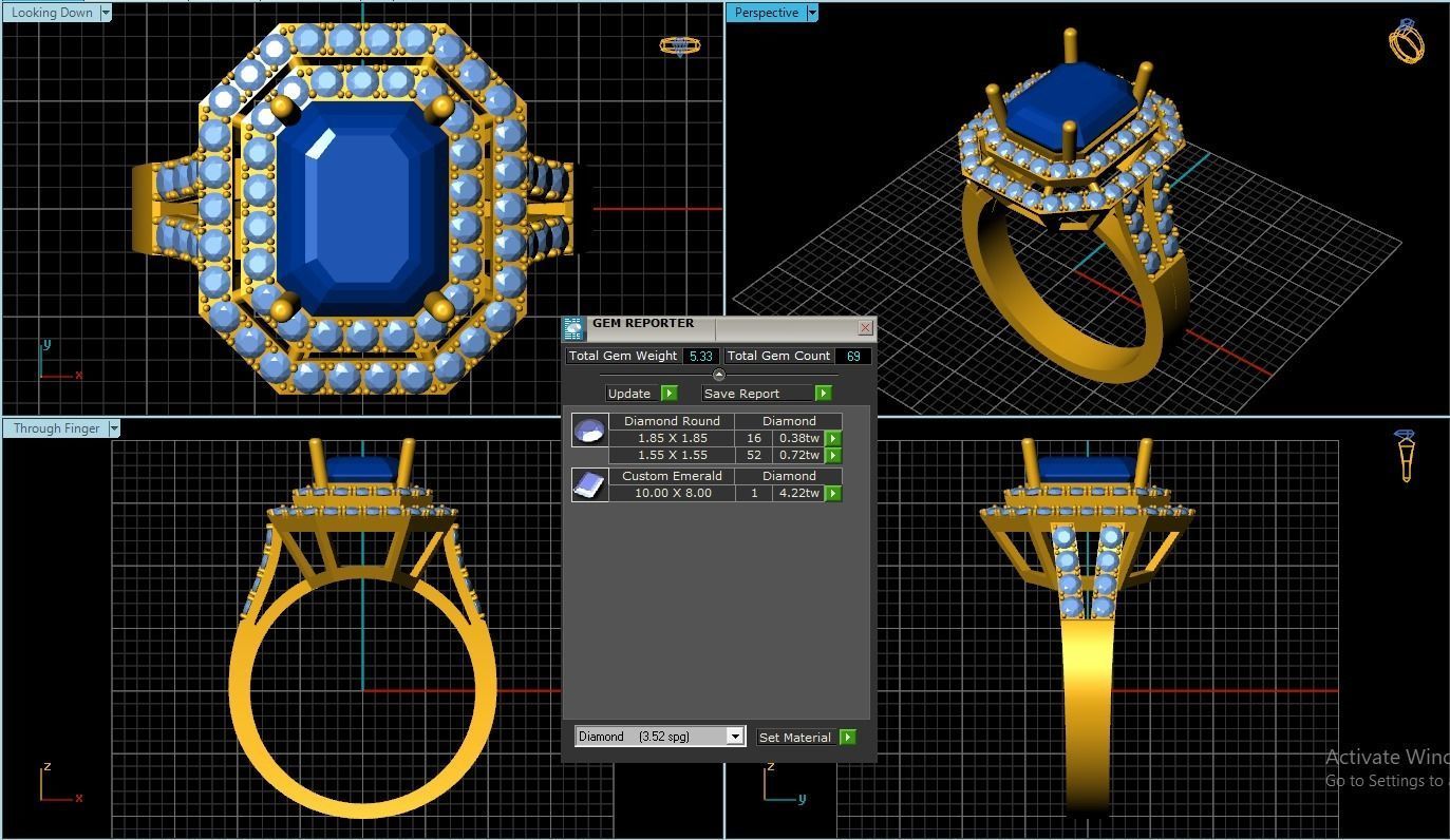 Emerald Ring 3D print model_1