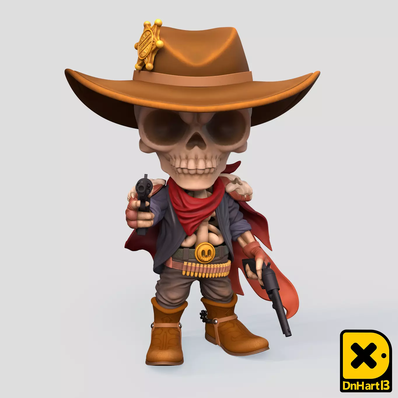 MiniPrint R012 - Skull Outlaws 3D print model