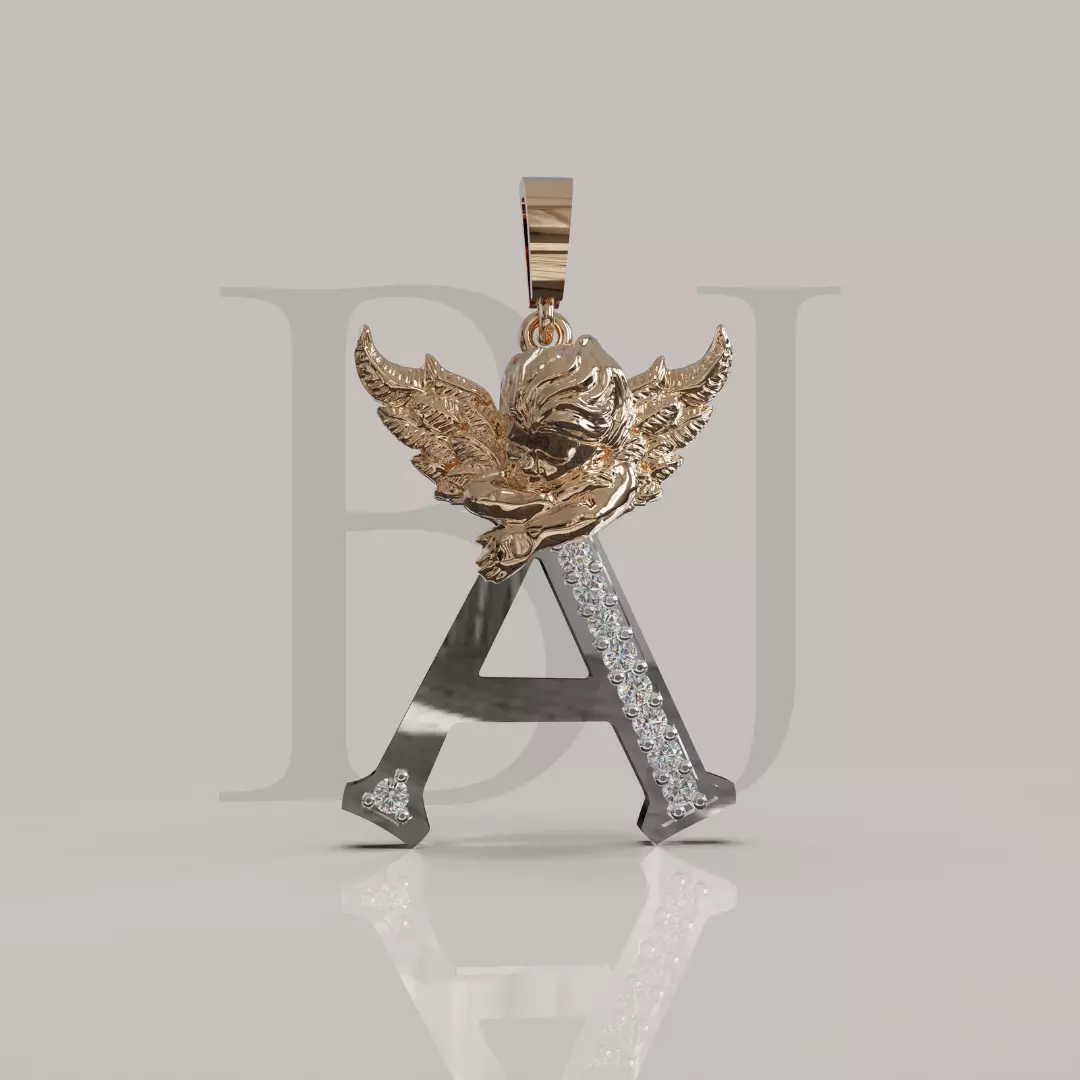 Angel Letter A 3D Model for Jewelry Design Printable Model 3D print model