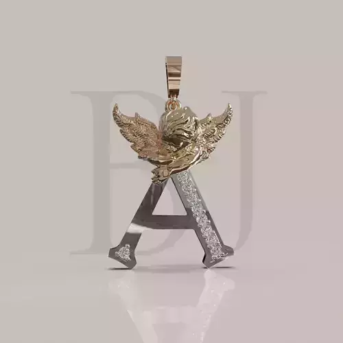 Angel Letter A 3D Model for Jewelry Design Printable Model