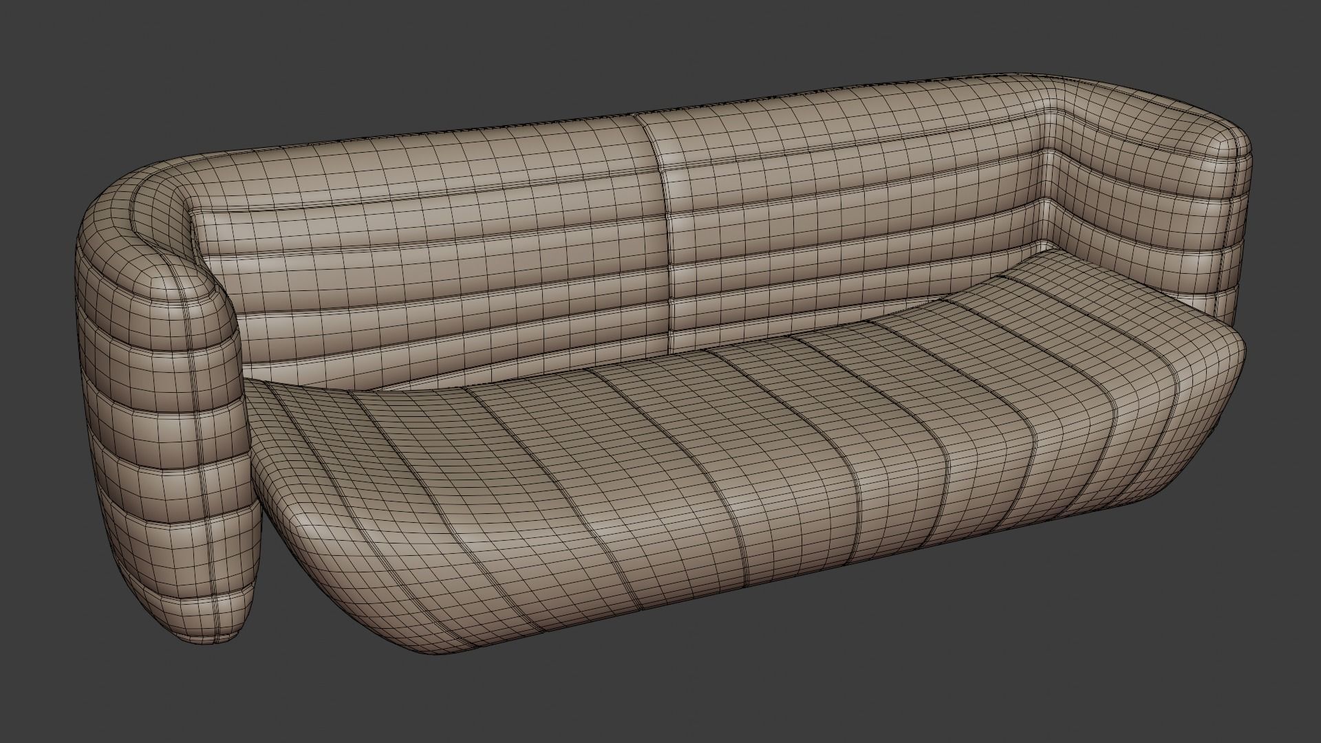 Modern style sofa made of suede in dark colors 3D model_6