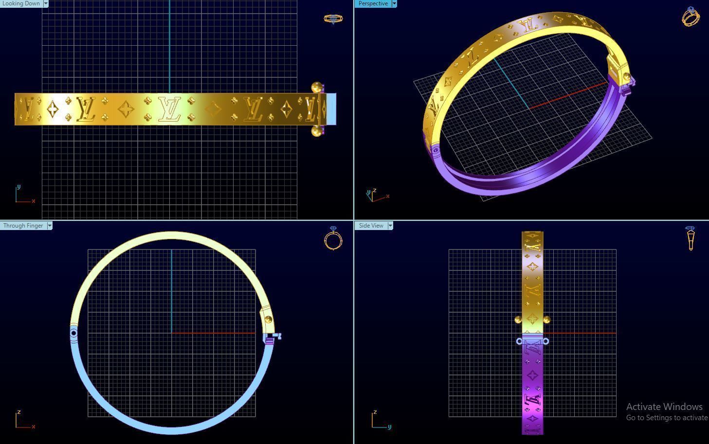 LV Bracelets 3D print model_6