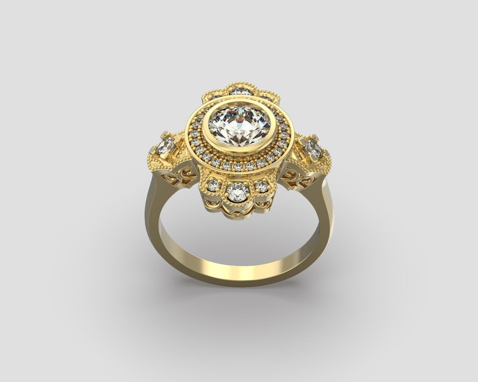 R 066 Vintage style ring 3D print model_4