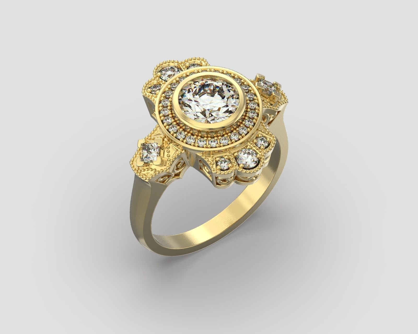 R 066 Vintage style ring 3D print model_6