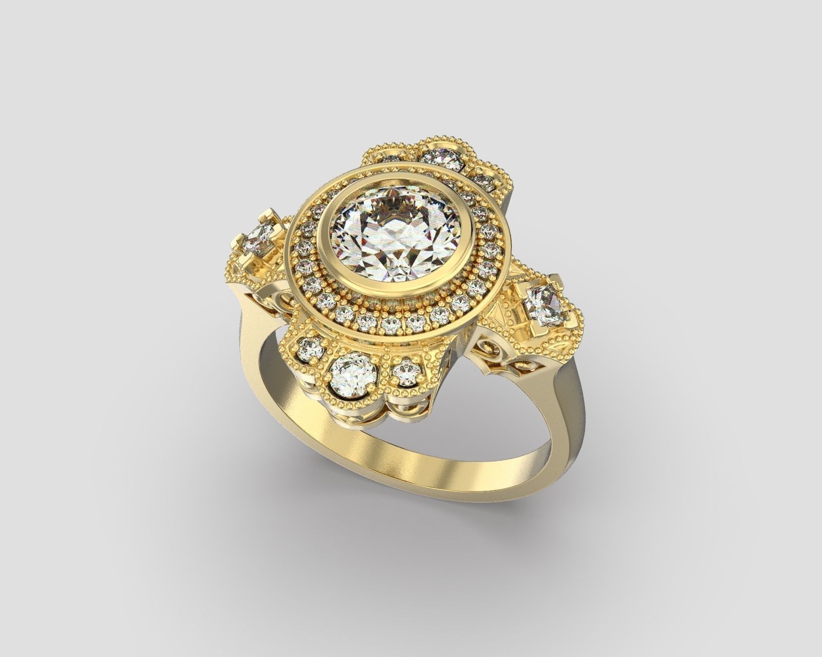 R 066 Vintage style ring 3D print model_7