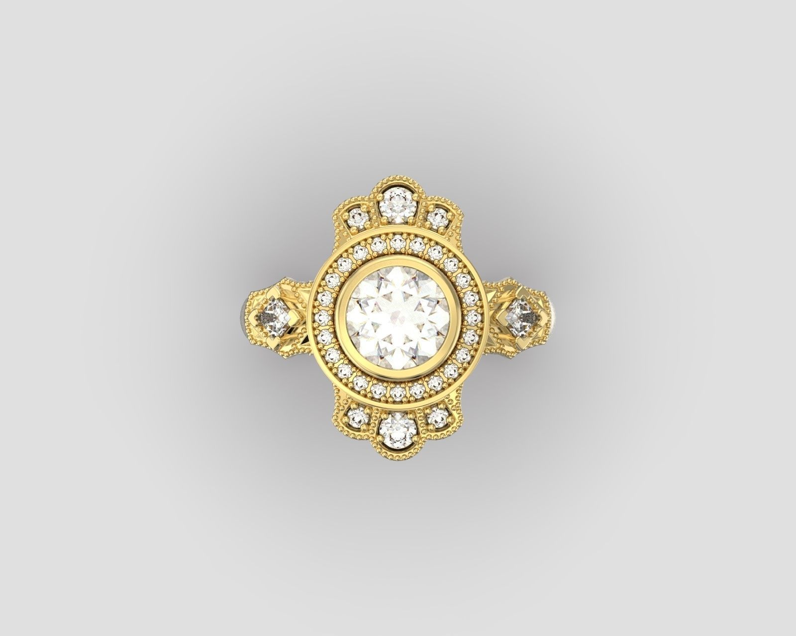 R 066 Vintage style ring 3D print model_3