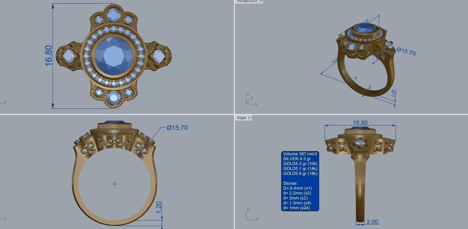 R 066 Vintage style ring 3D print model_11