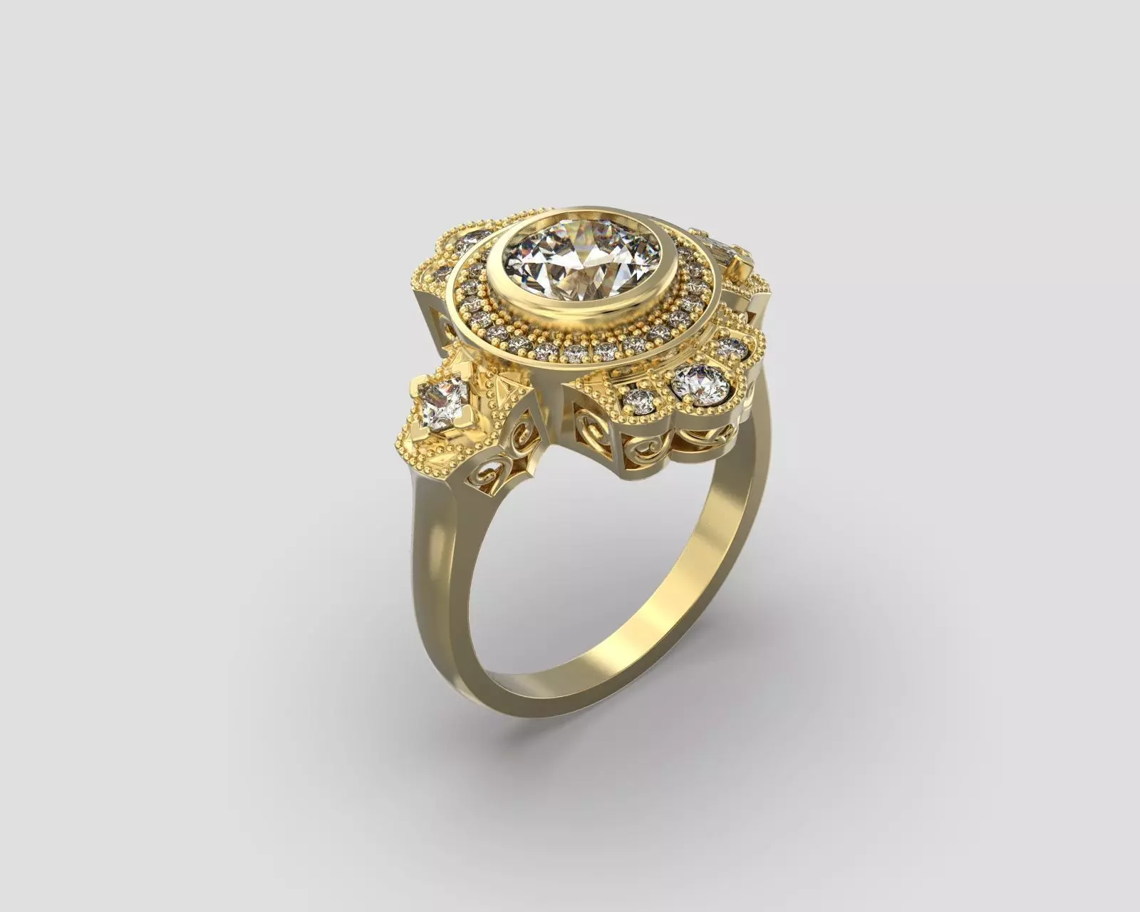 R 066 Vintage style ring 3D print model_0