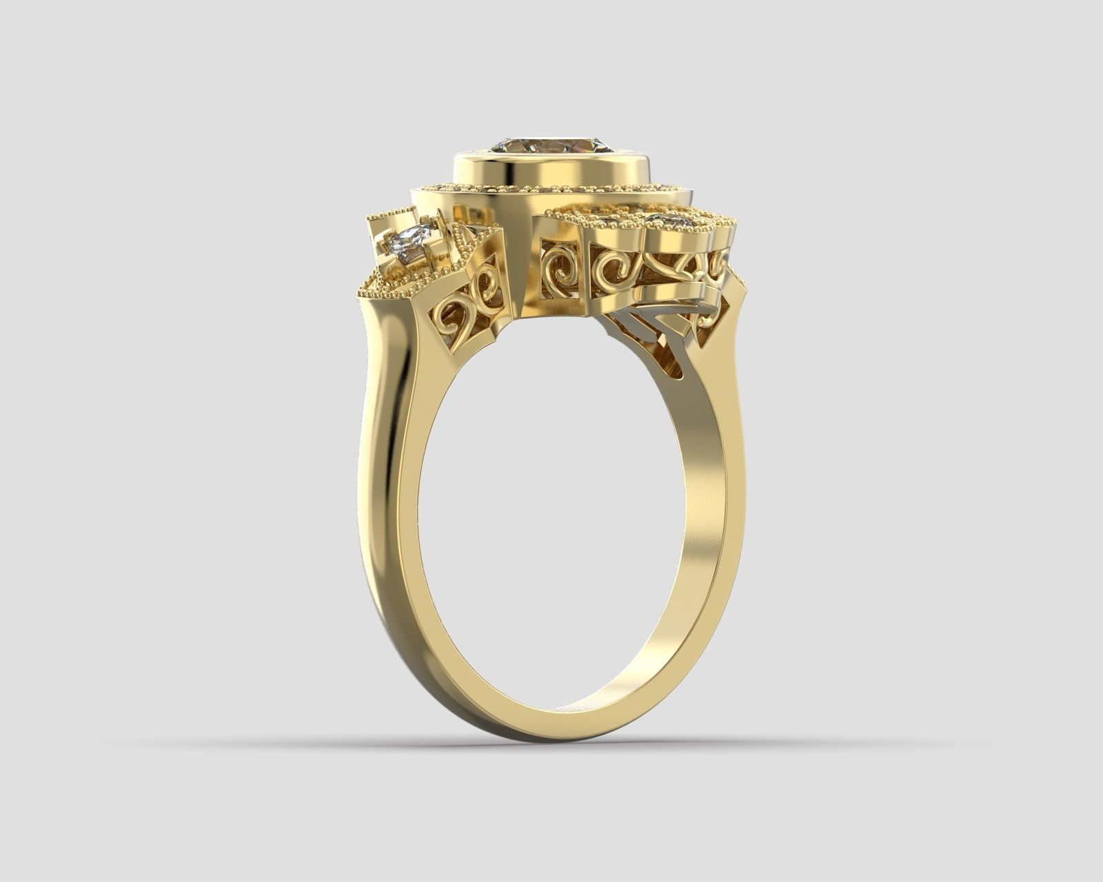 R 066 Vintage style ring 3D print model_5