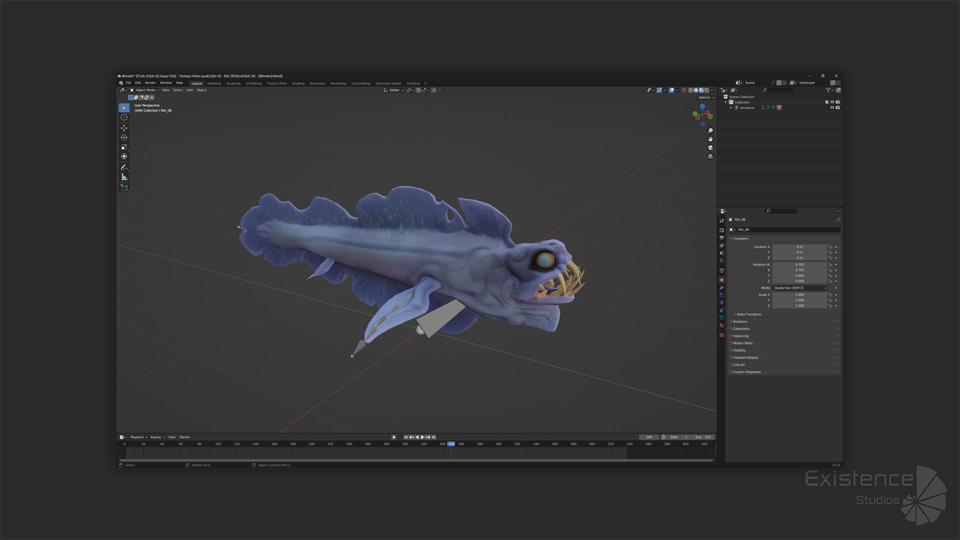 Fantasy Fish 08 - Aqua Life - Water Underwater Creature - 49 Low-poly 3D model_6