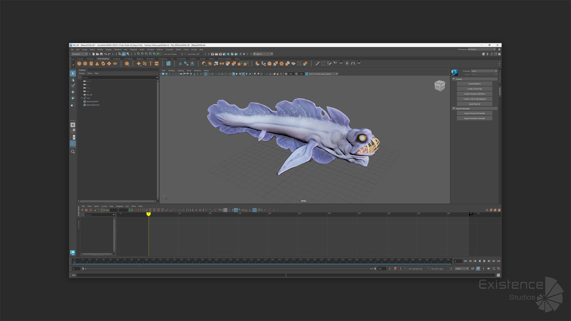 Fantasy Fish 08 - Aqua Life - Water Underwater Creature - 49 Low-poly 3D model_9