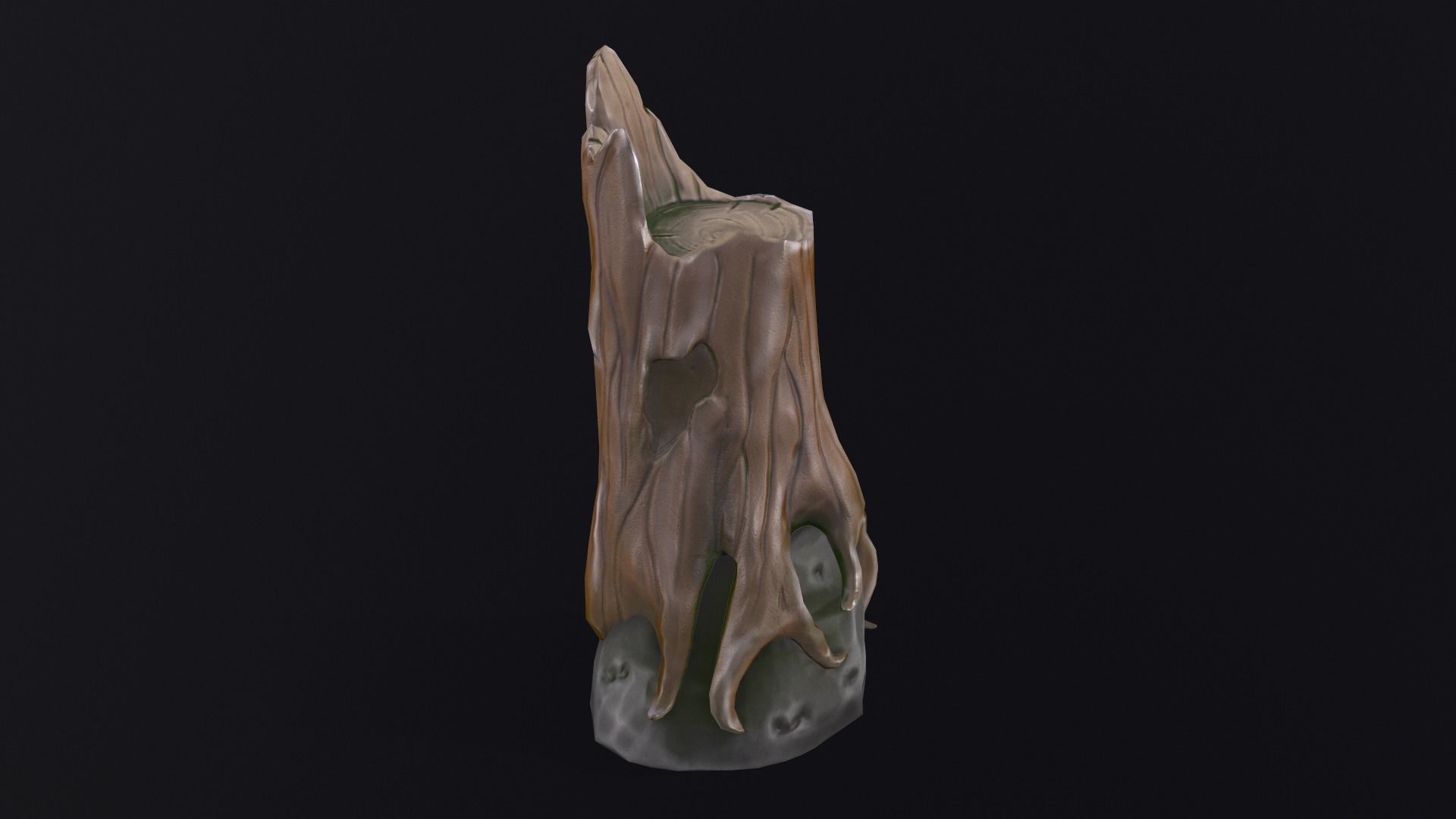 Stump on a stone Low-poly 3D model_20