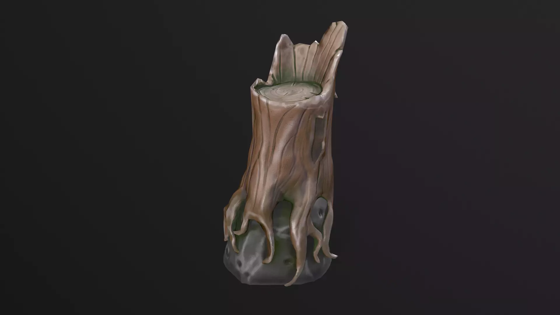 Stump on a stone Low-poly 3D model_0