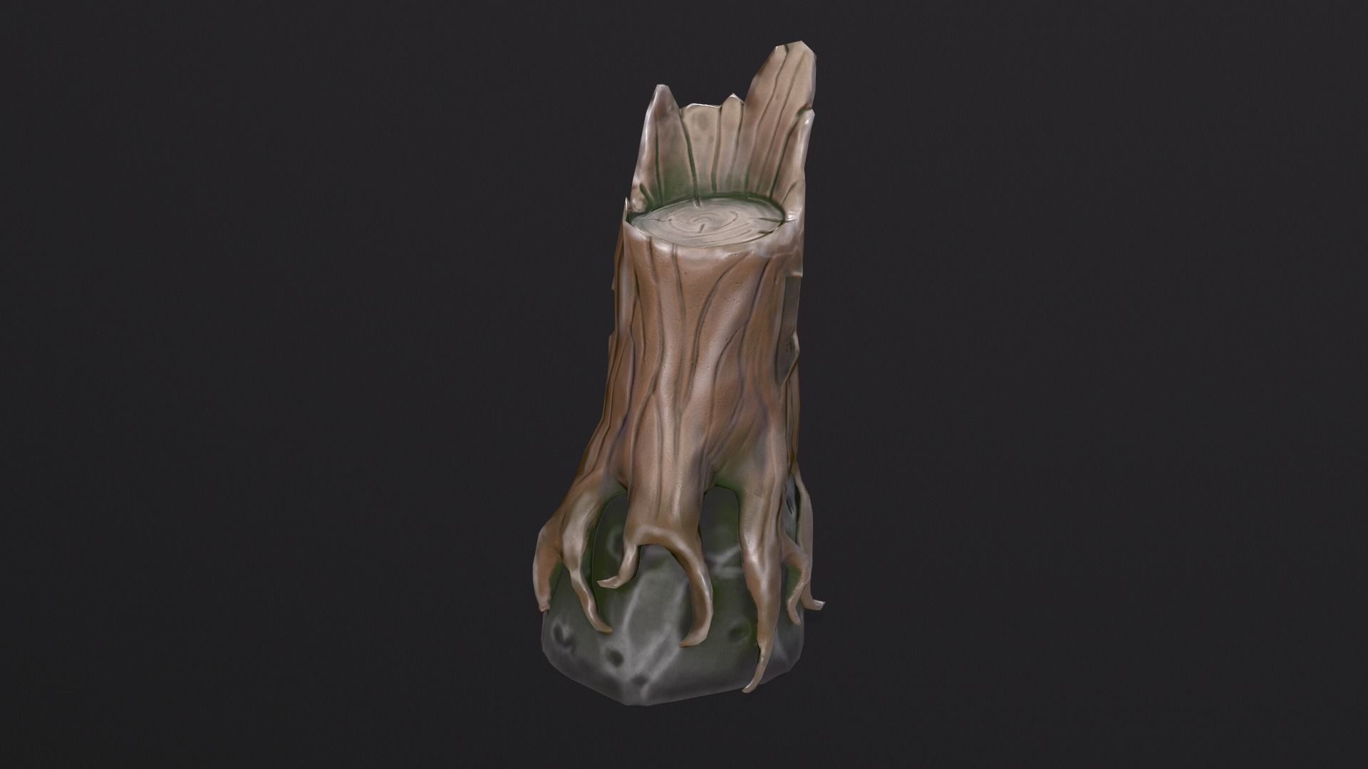 Stump on a stone Low-poly 3D model_6