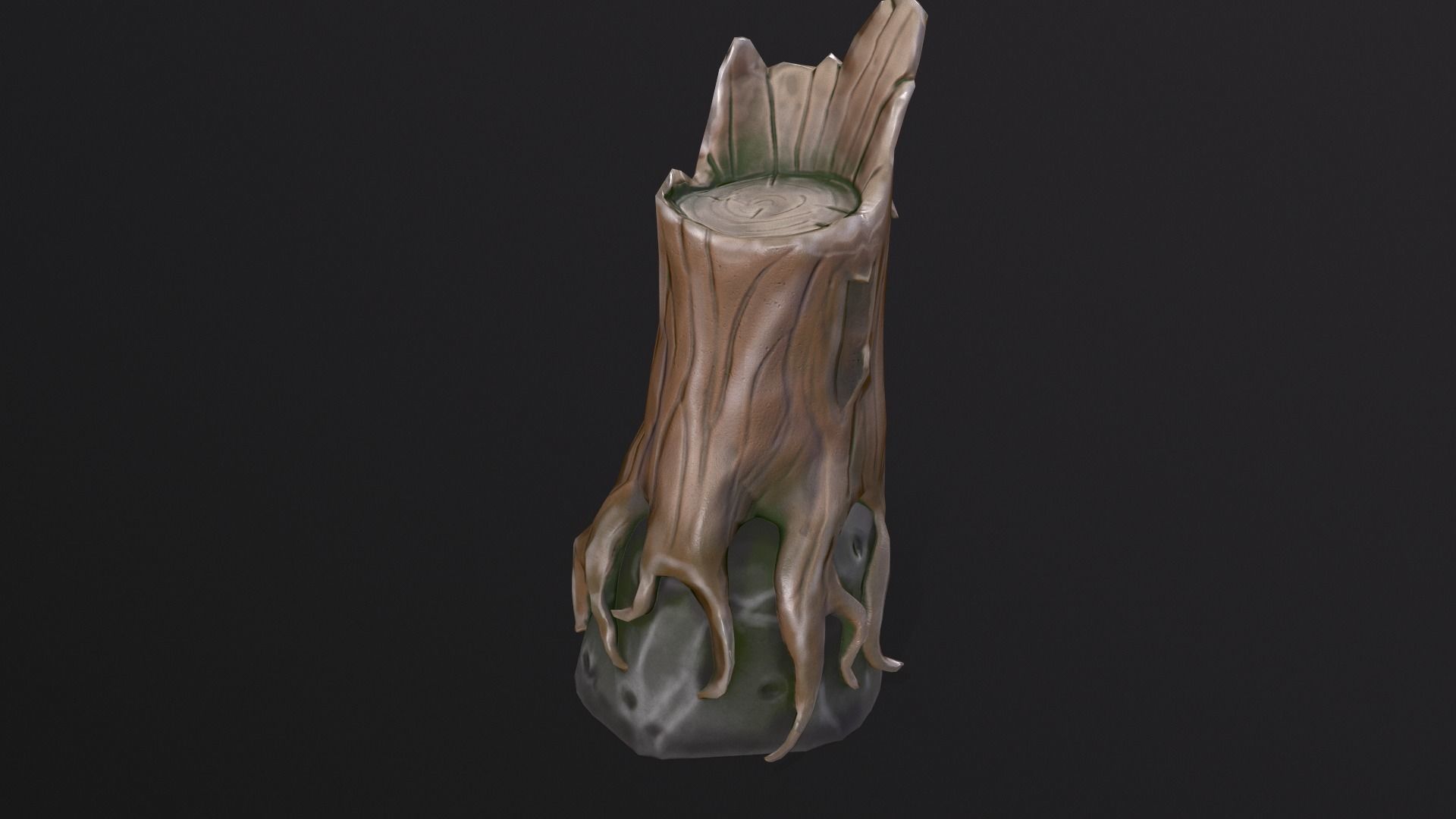 Stump on a stone Low-poly 3D model_4