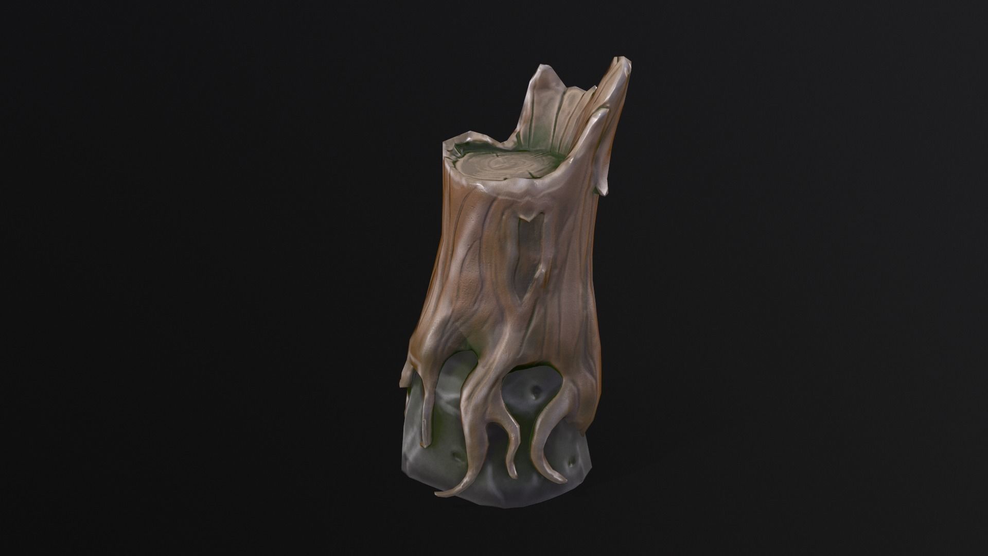 Stump on a stone Low-poly 3D model_8