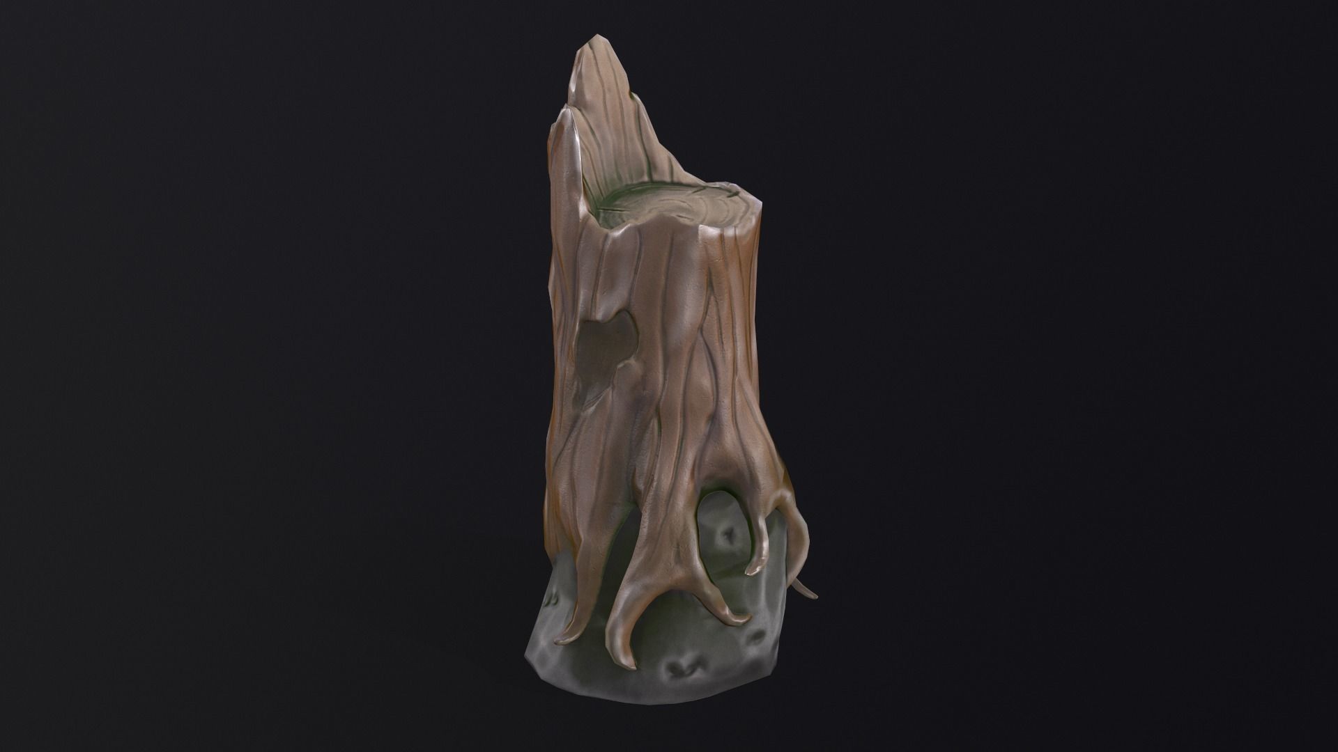 Stump on a stone Low-poly 3D model_21