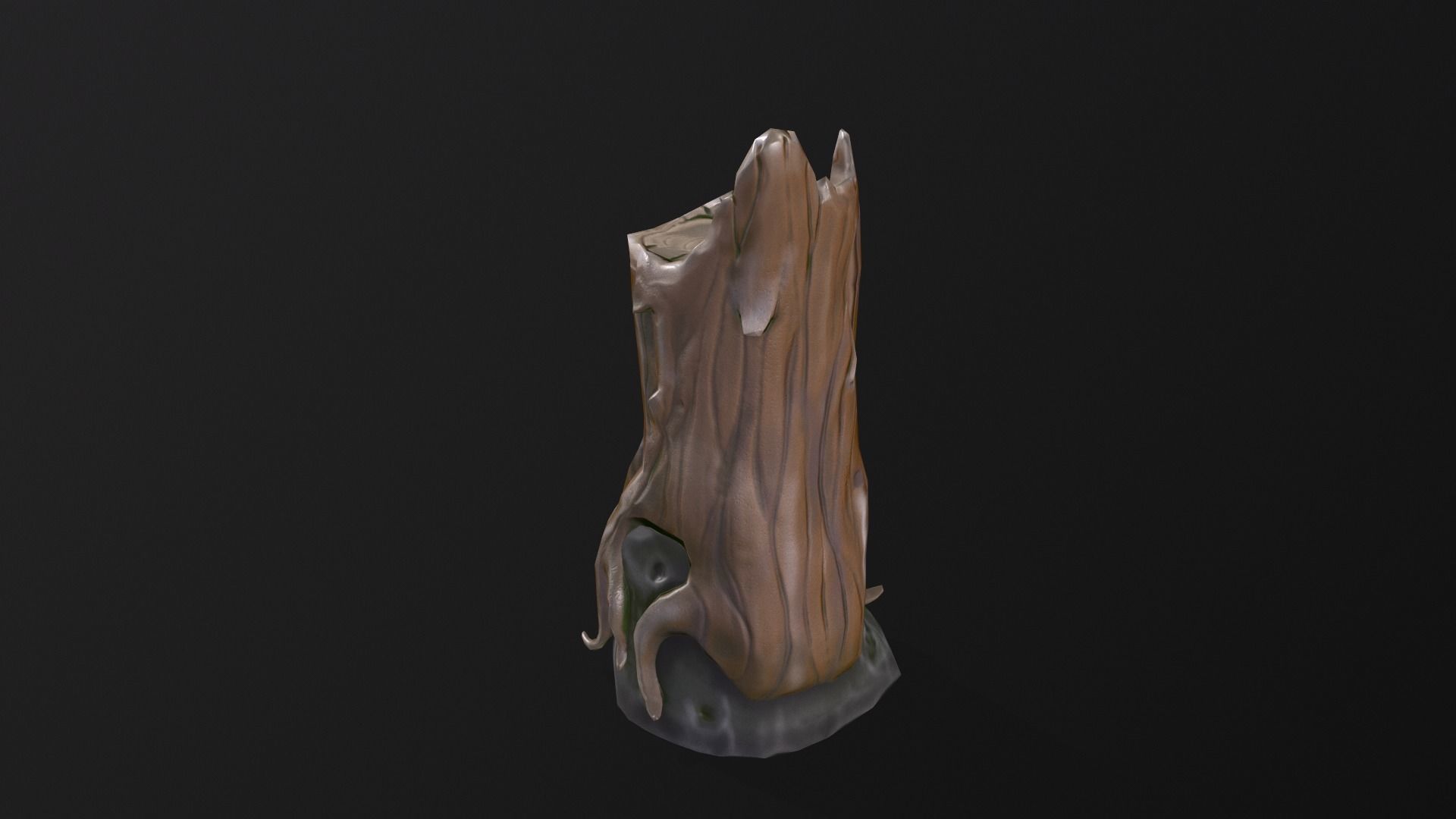 Stump on a stone Low-poly 3D model_12