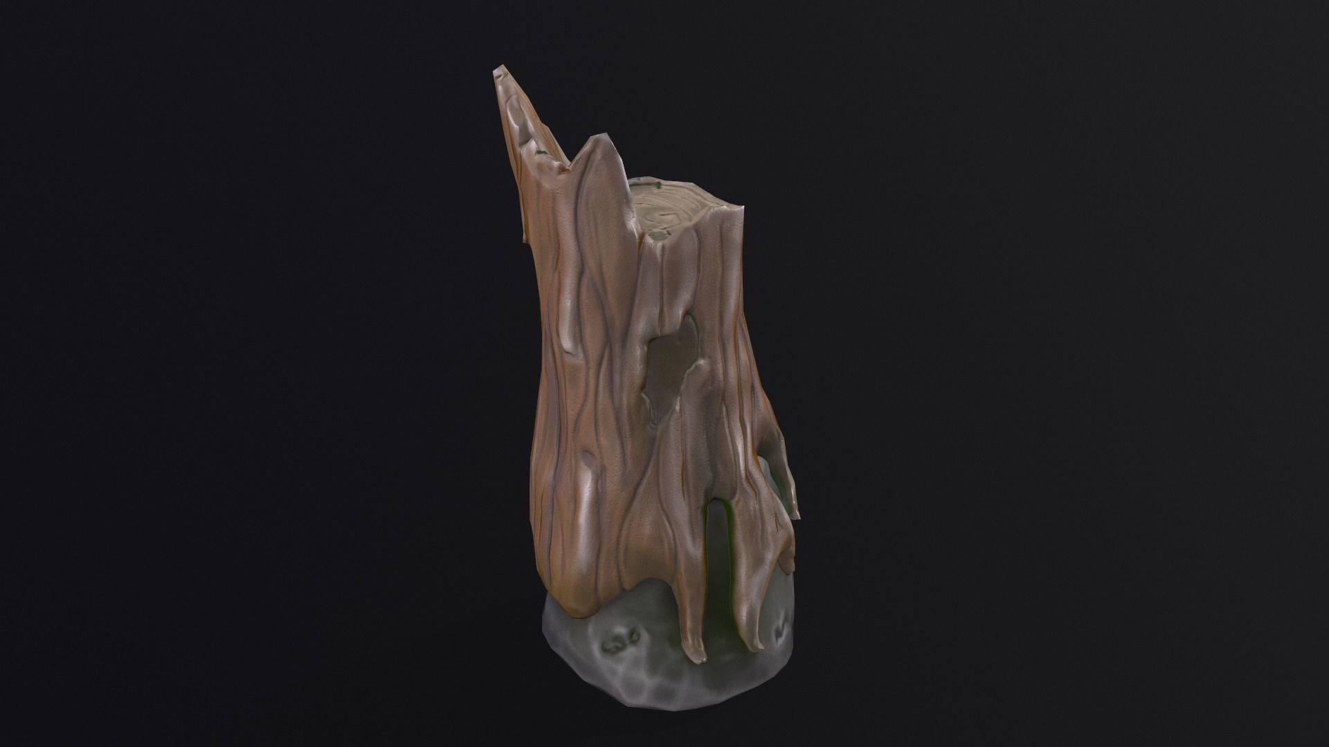 Stump on a stone Low-poly 3D model_18